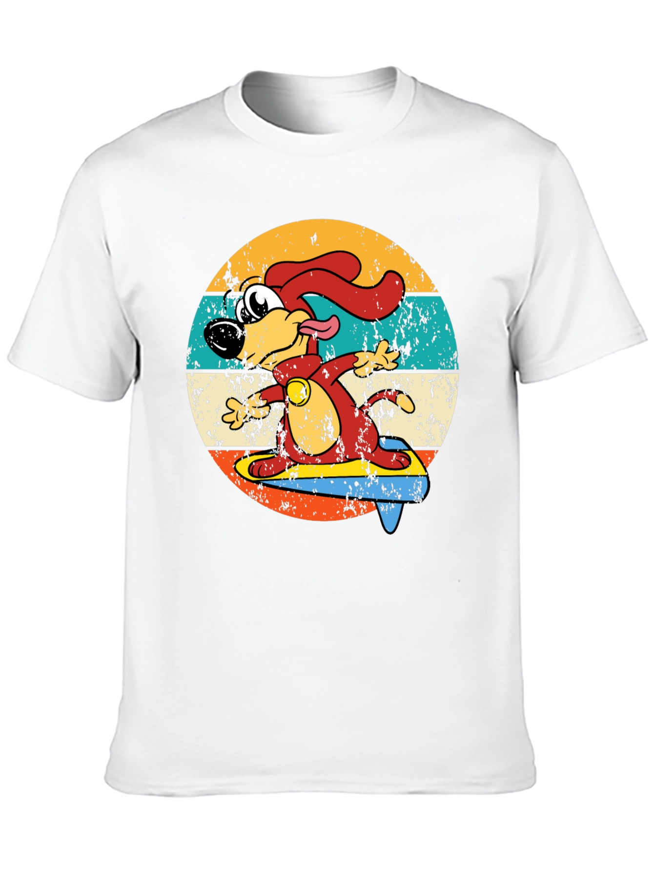 Retro Cartoon Dog Surfing T-Shirt