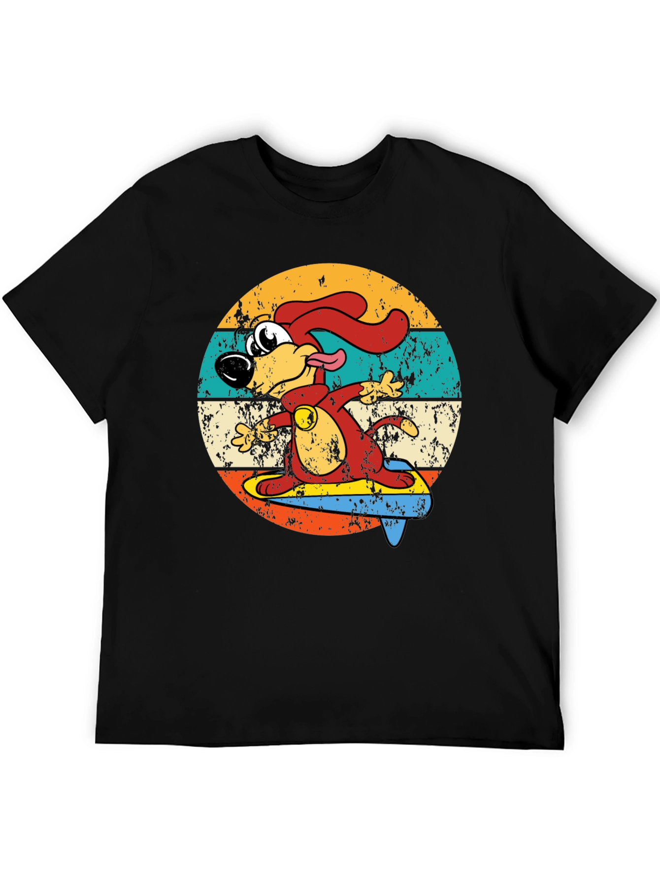 Retro Cartoon Dog Surfing T-Shirt