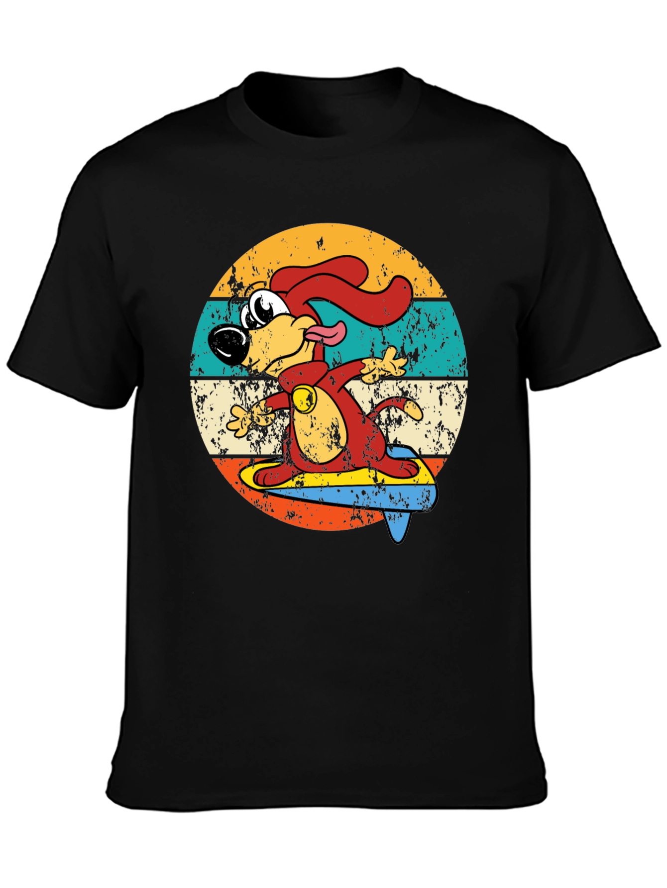 Retro Cartoon Dog Surfing T-Shirt