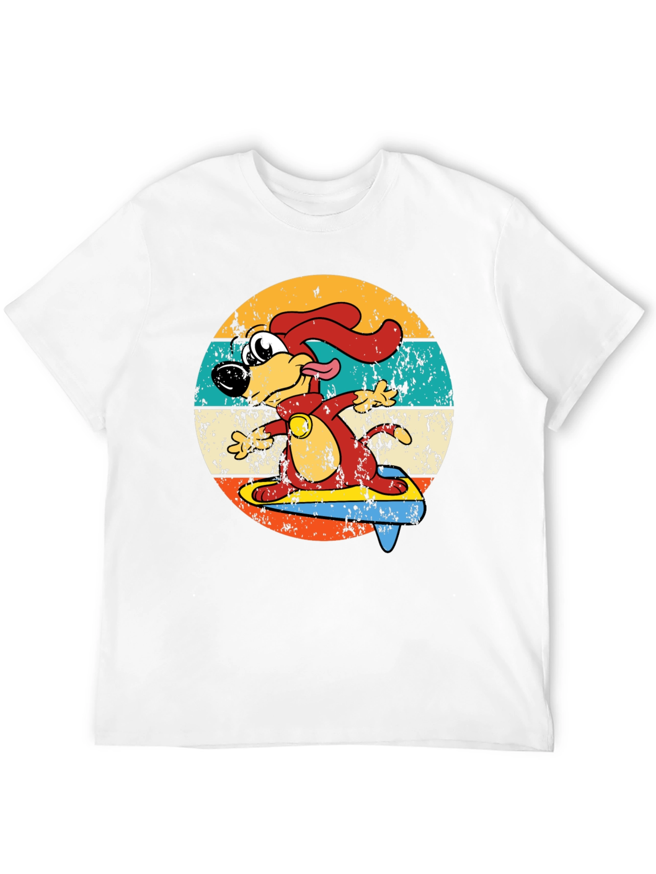 Retro Cartoon Dog Surfing T-Shirt