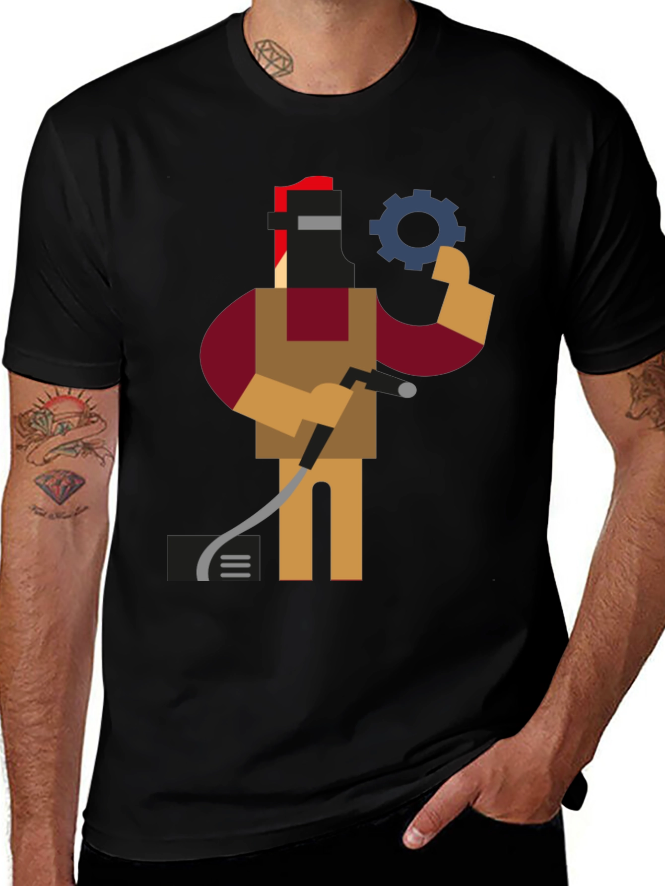 Welder Graphic Tee - Black Short Sleeve Shirt
