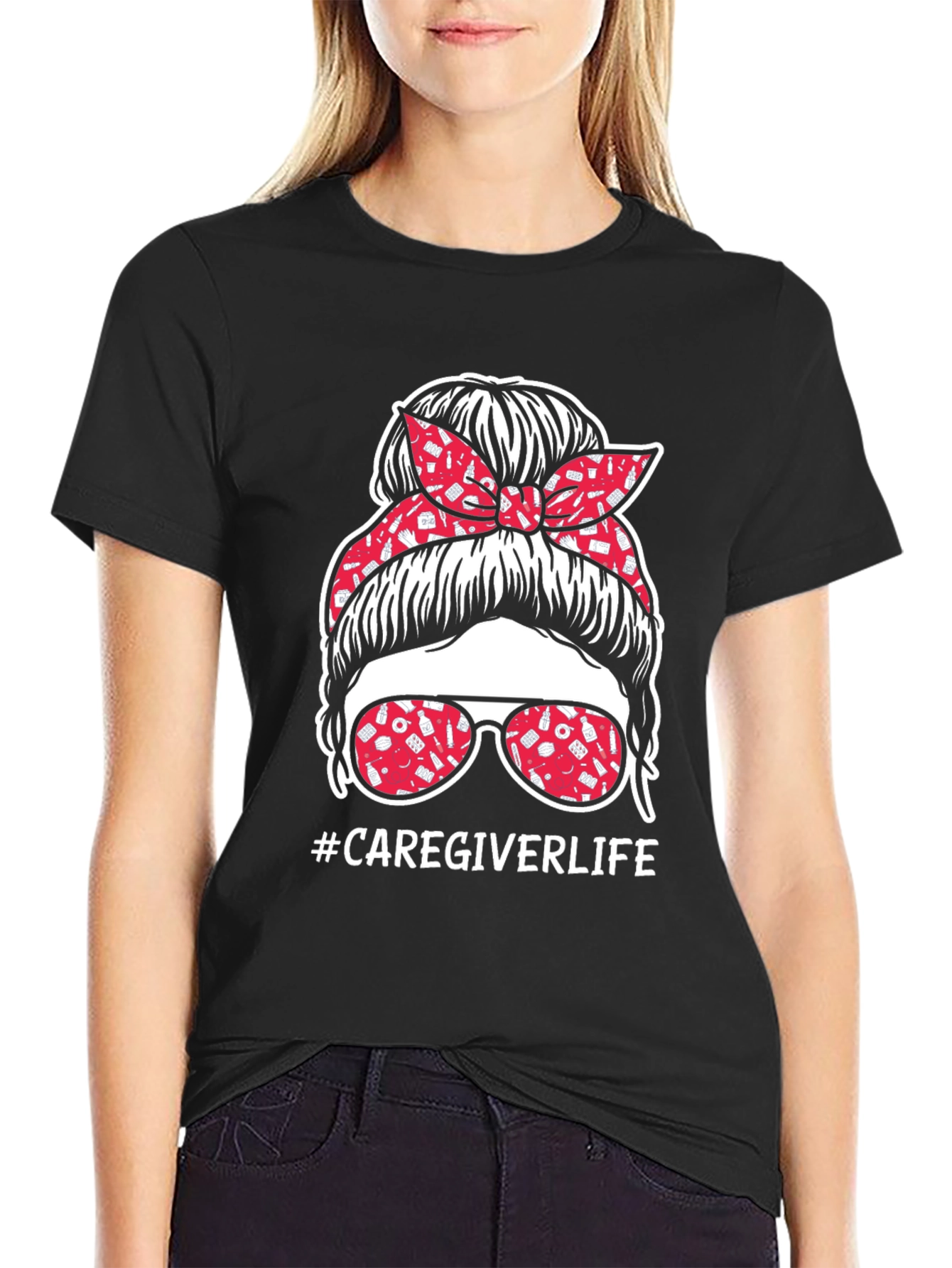 Caregiver Life Messy Bun T-Shirt