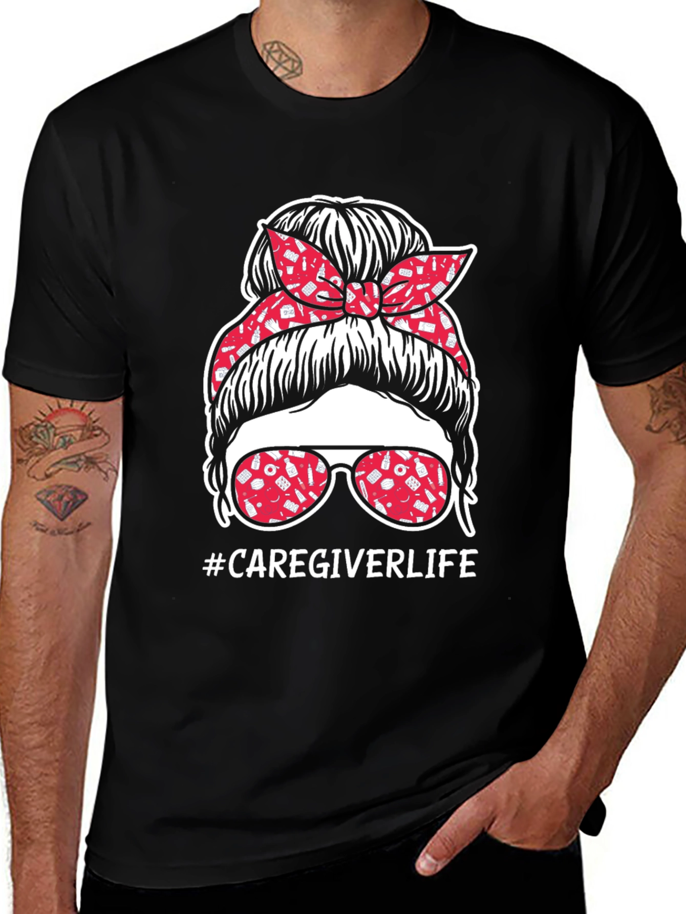 Caregiver Life Messy Bun T-Shirt