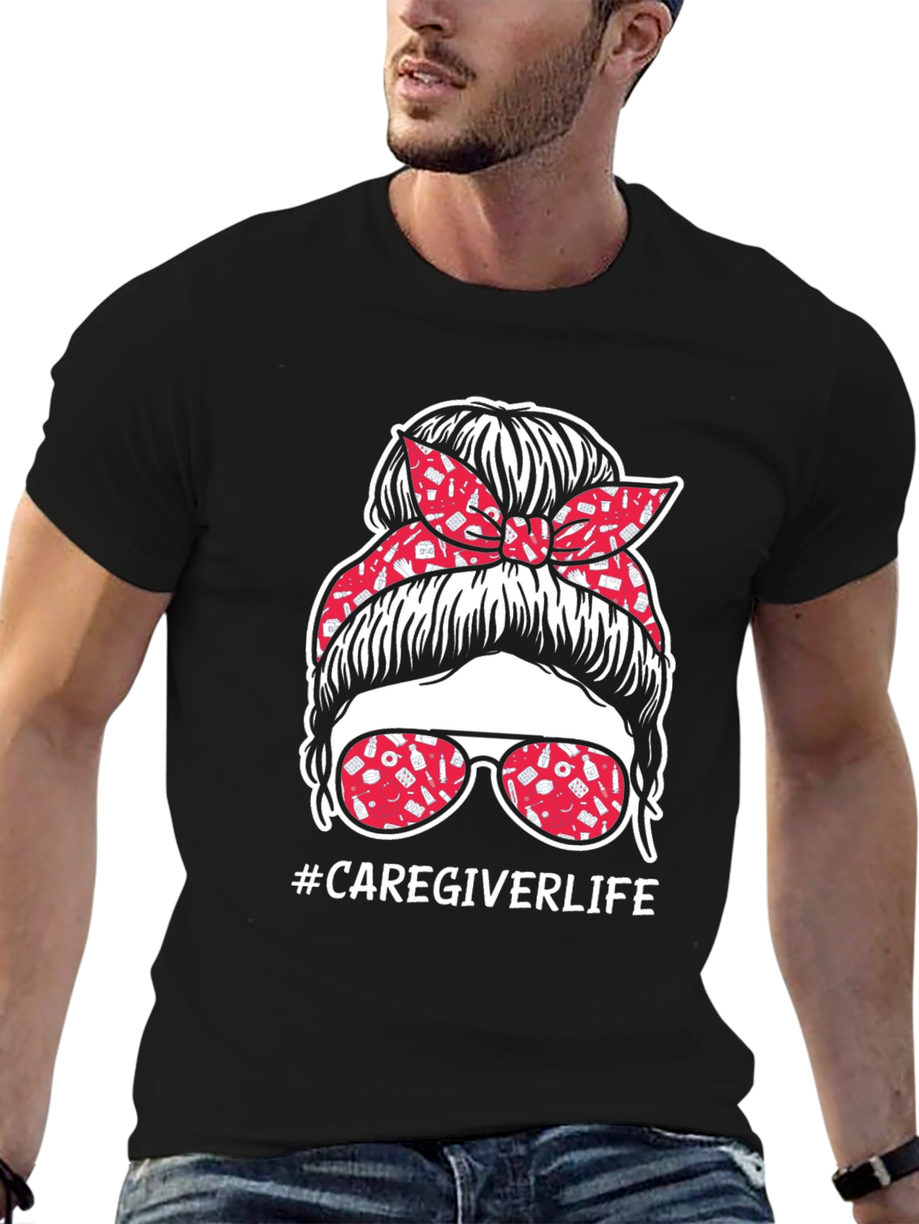 Caregiver Life Messy Bun T-Shirt