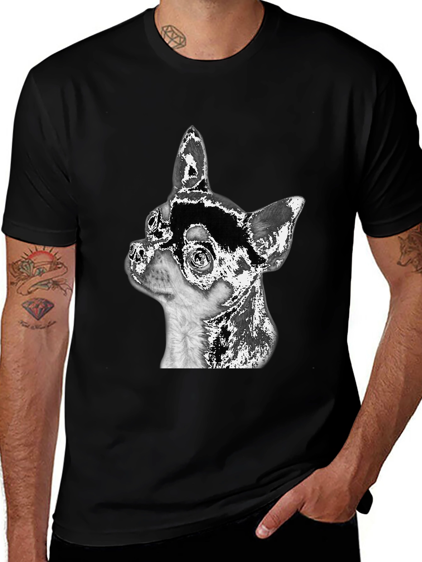 Chihuahua Dog Graphic Black T-Shirt