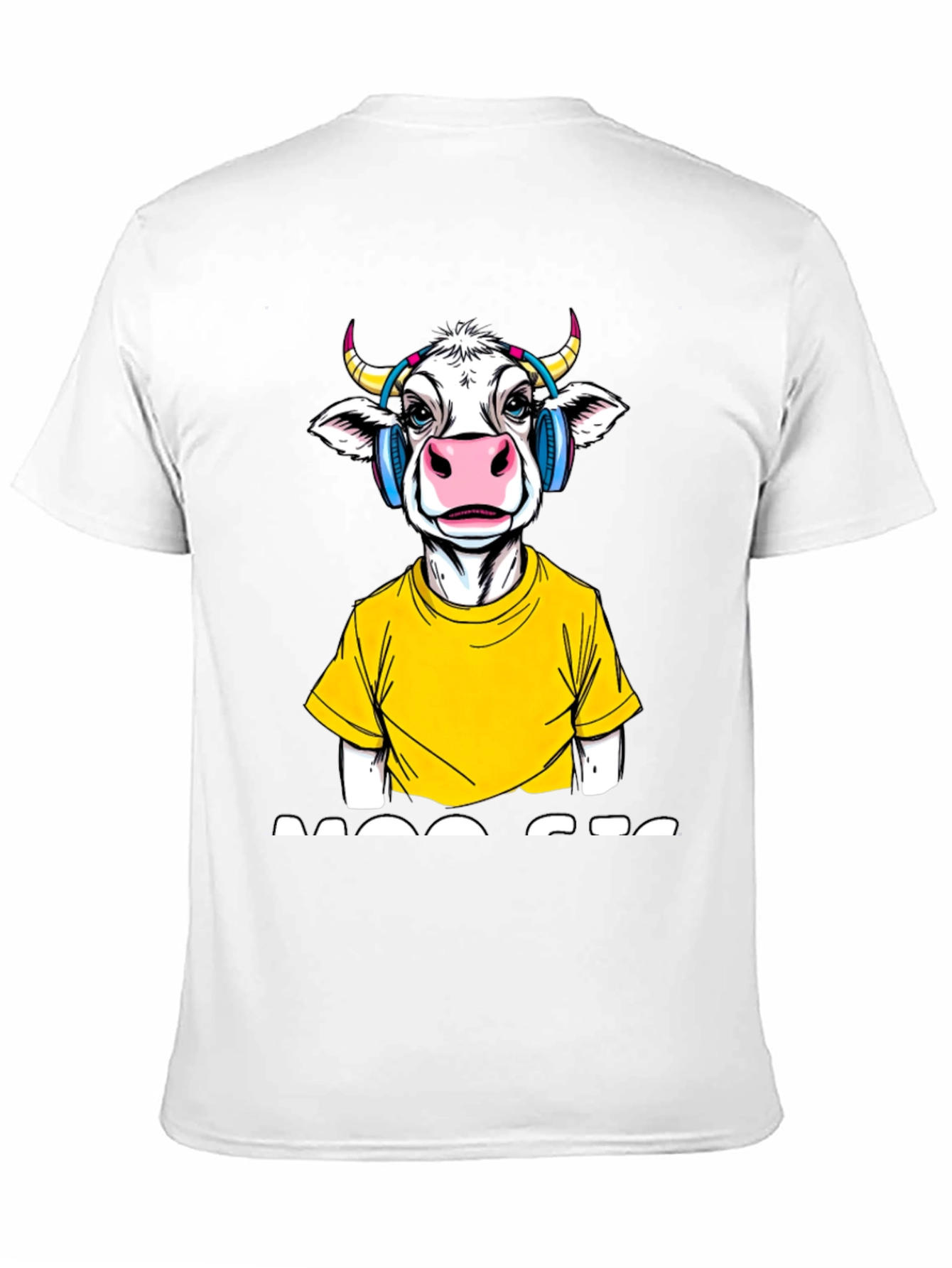 Cow with Headphones Graphic T-Shirt - Quirky Fashion
