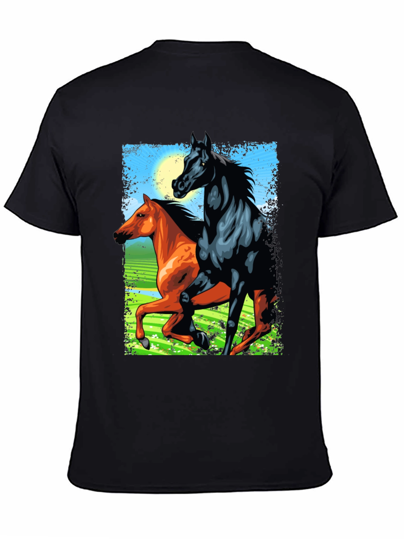 Horse Design Black T-Shirt