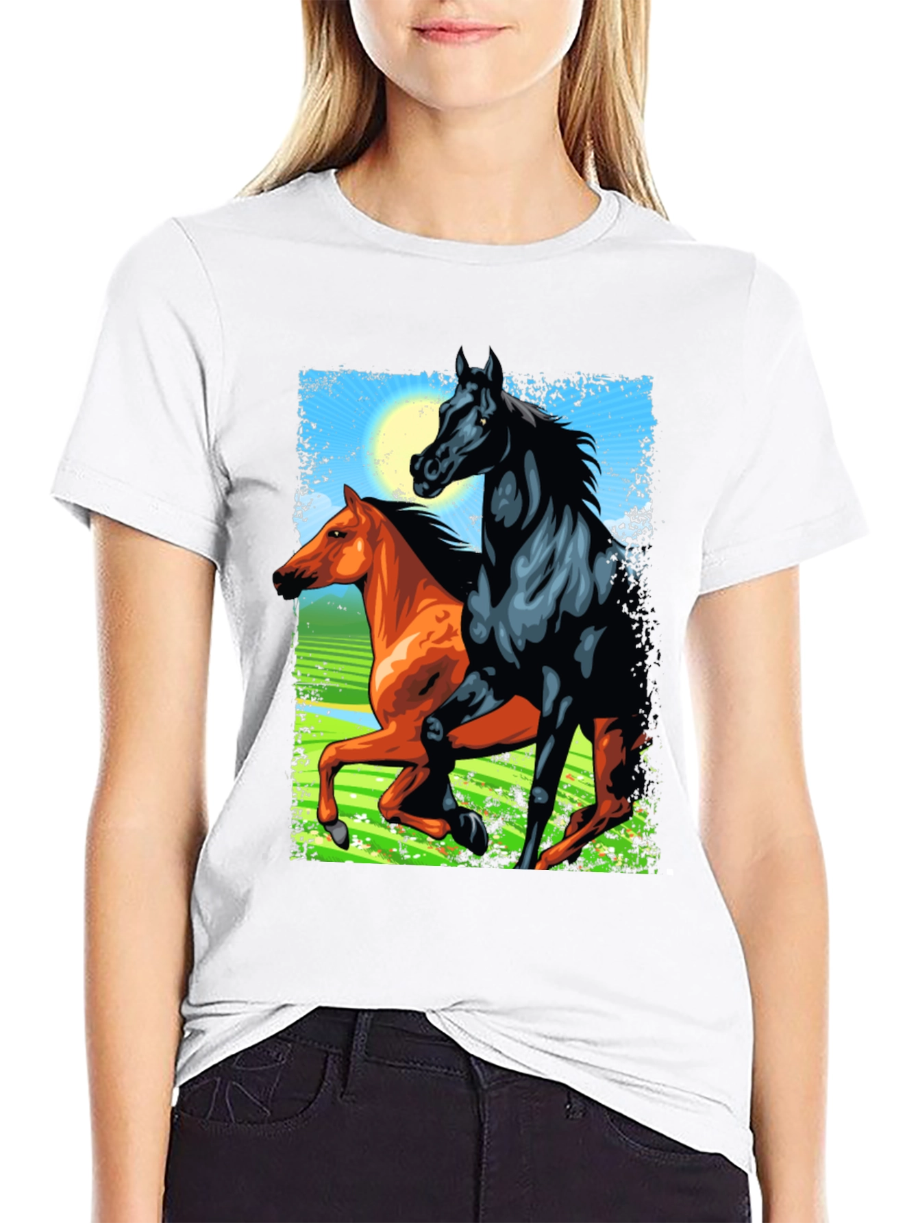 Horse Design Black T-Shirt