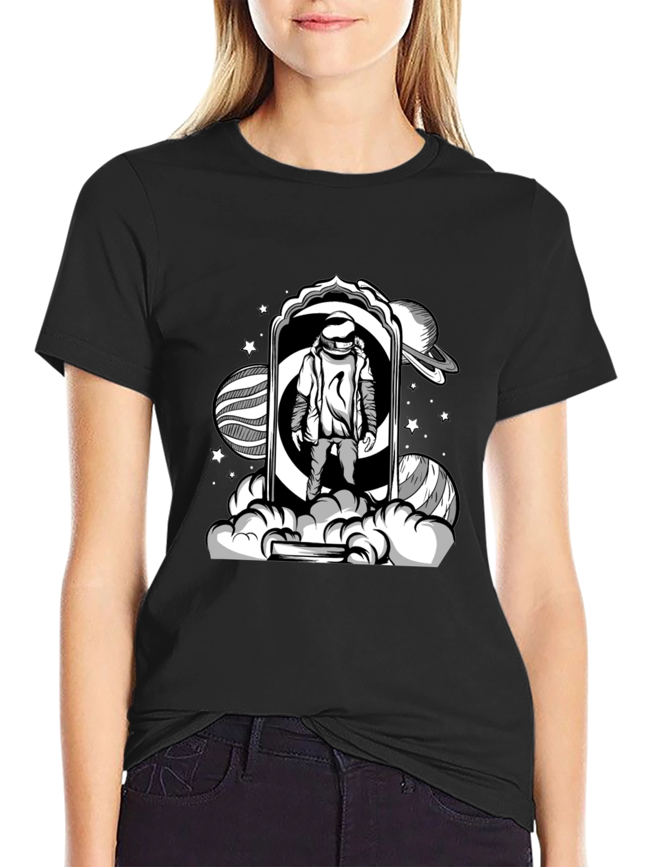 Astronaut Portal Black T-Shirt
