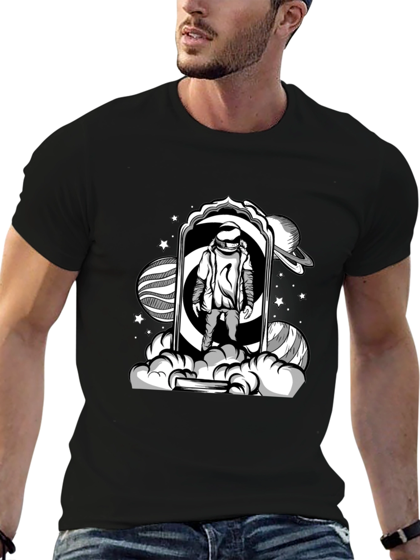 Astronaut Portal Black T-Shirt