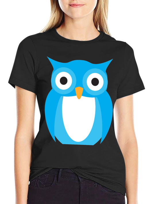 Blue Owl Graphic Tee - Stylish Black Cotton T-Shirt