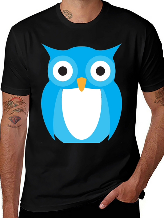 Blue Owl Graphic Tee - Stylish Black Cotton T-Shirt