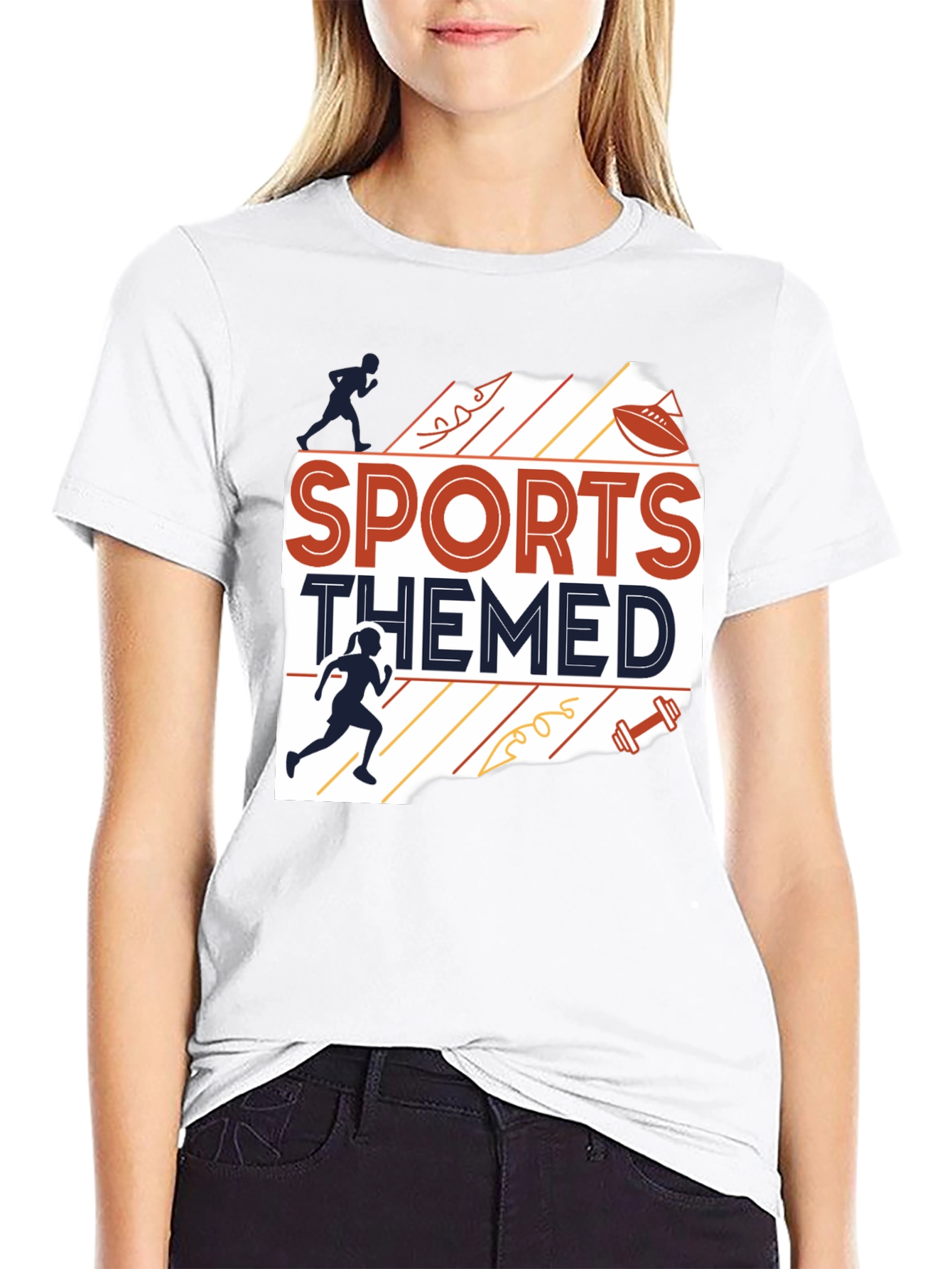 Sports Themed Graphic Tee - Black