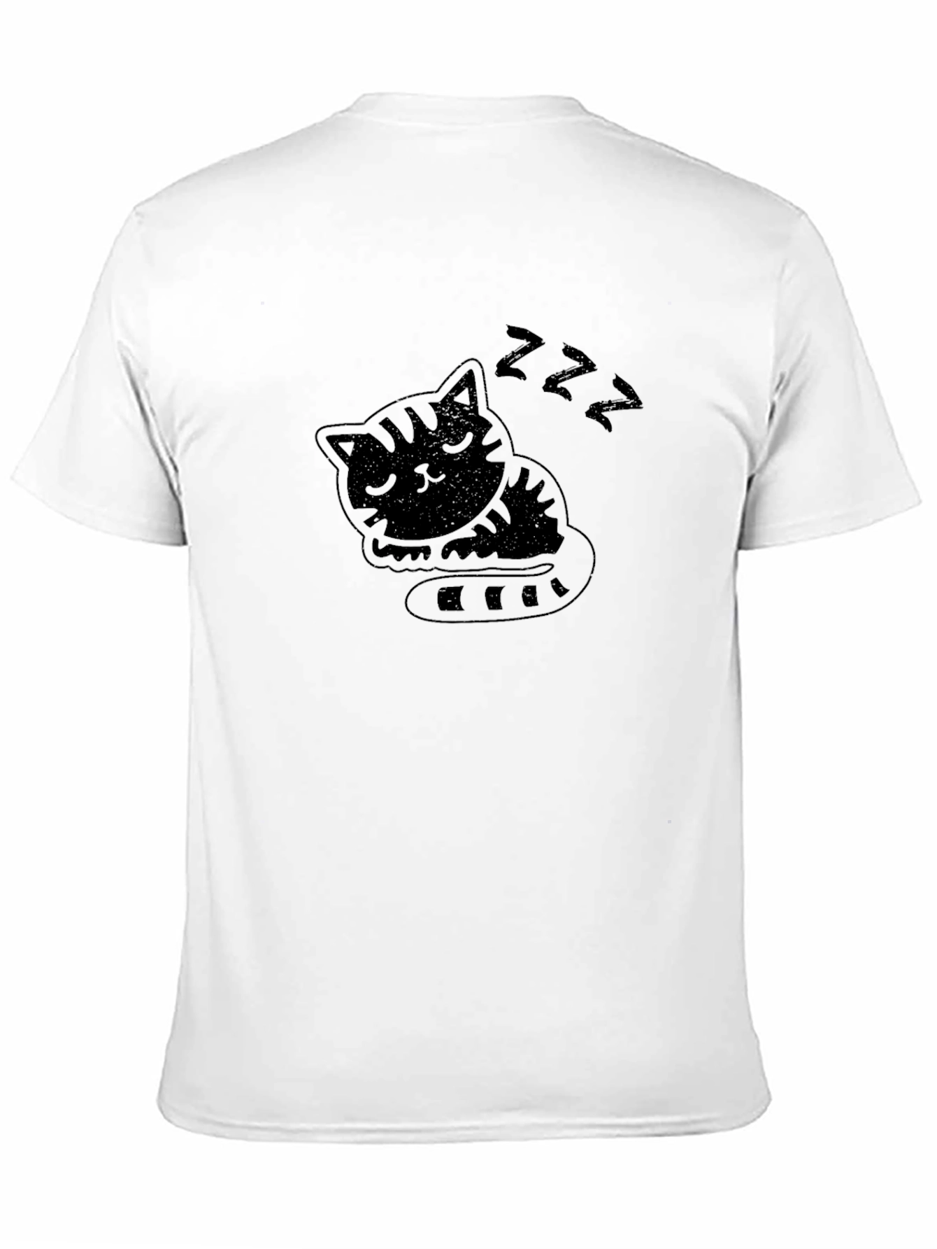Sleeping Cat Graphic Tee - Black Cotton T-Shirt