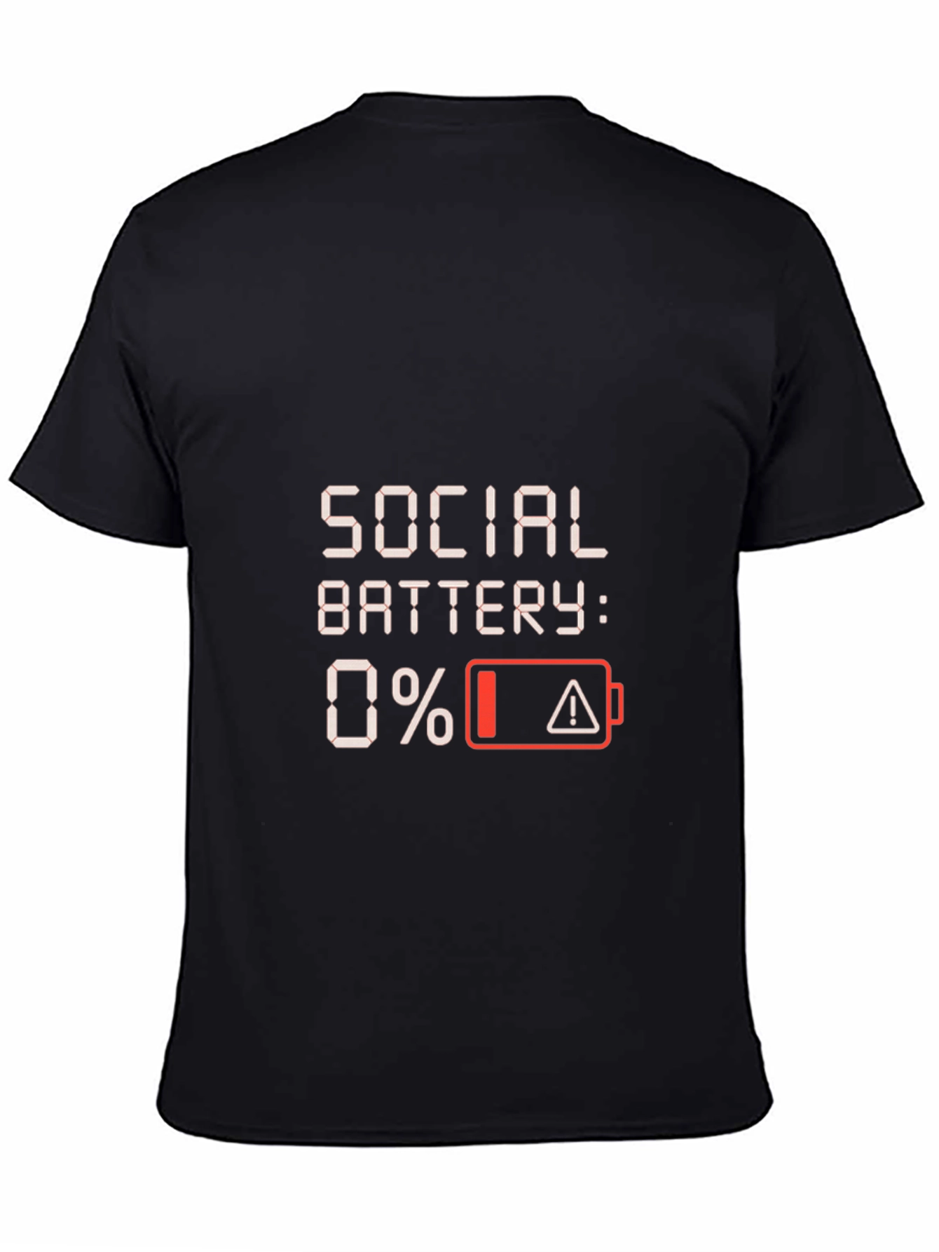 Social Battery 0% Funny Graphic T-Shirt