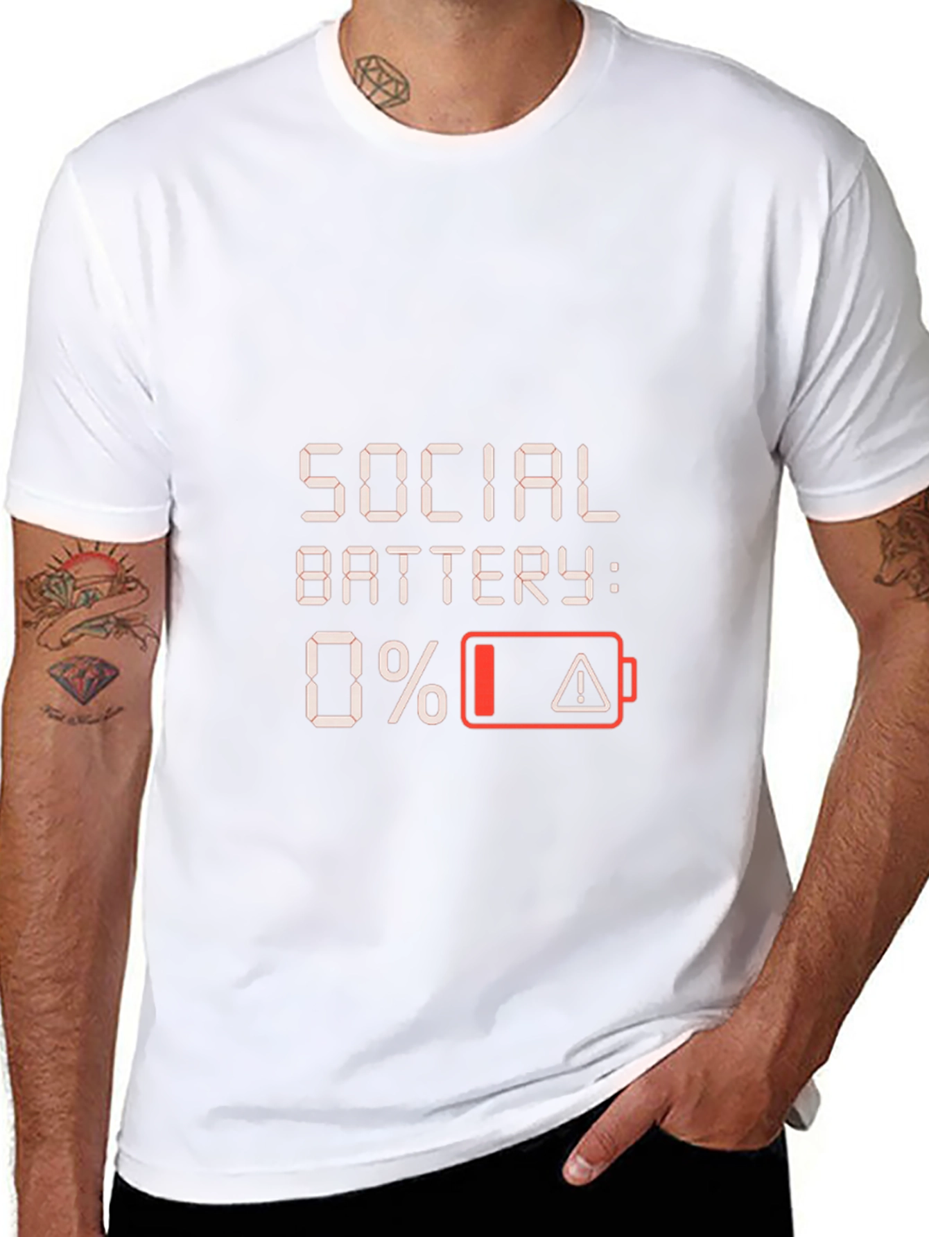 Social Battery 0% Funny Graphic T-Shirt