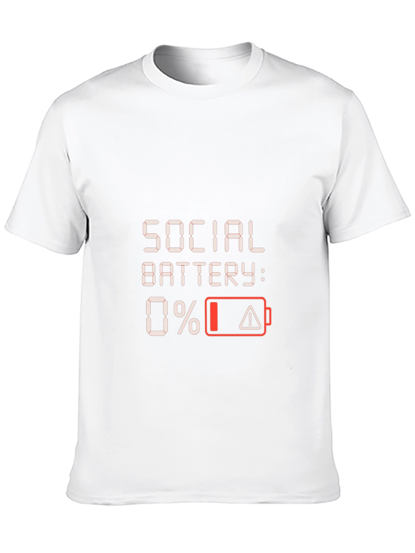 Social Battery 0% Funny Graphic T-Shirt