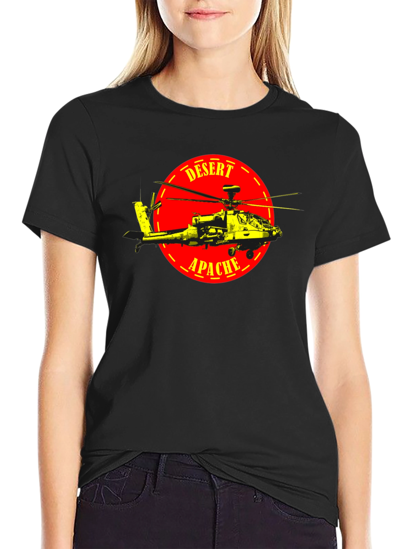Desert Apache Graphic Tee - Military Helicopter T-Shirt