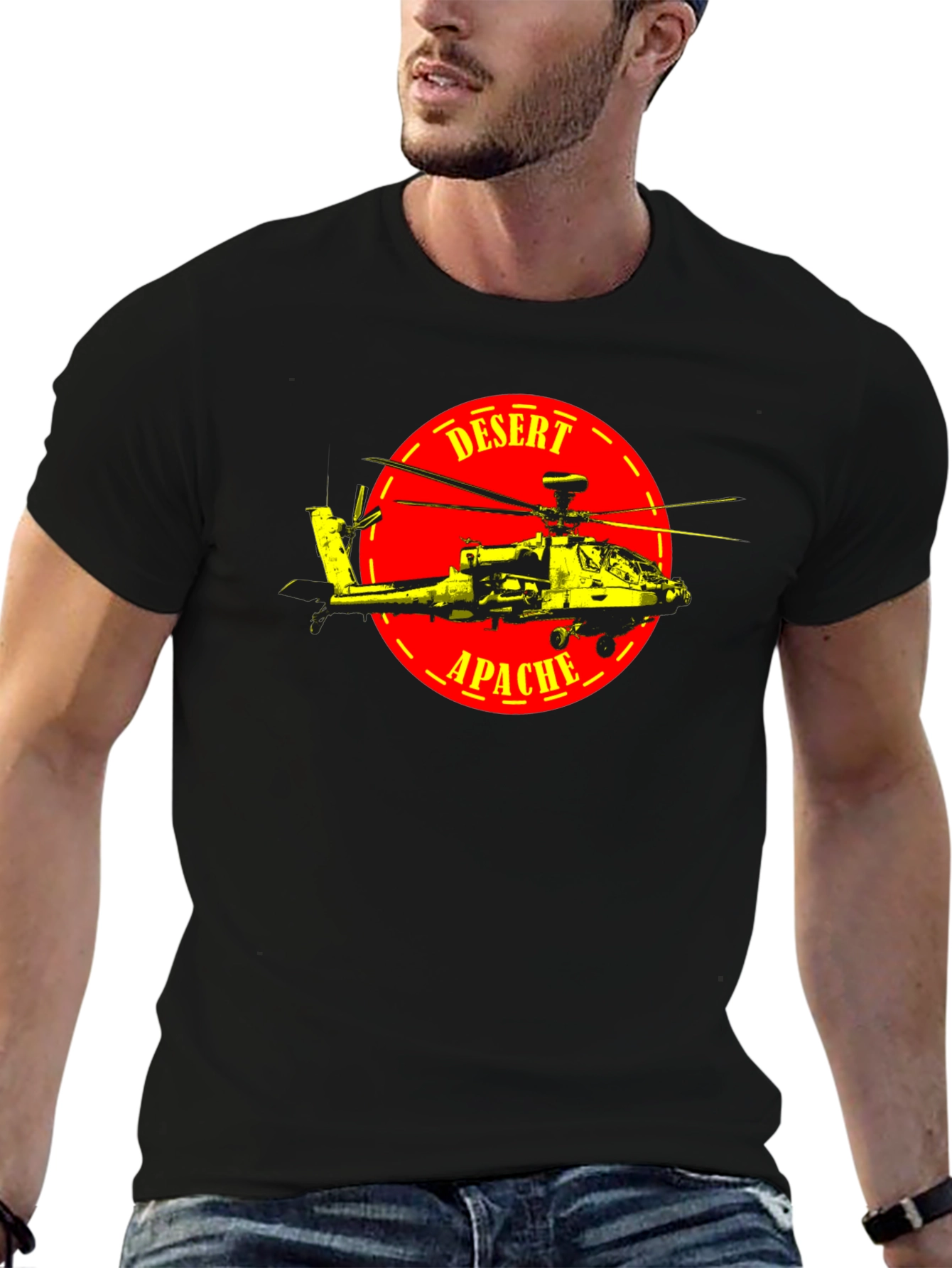 Desert Apache Graphic Tee - Military Helicopter T-Shirt