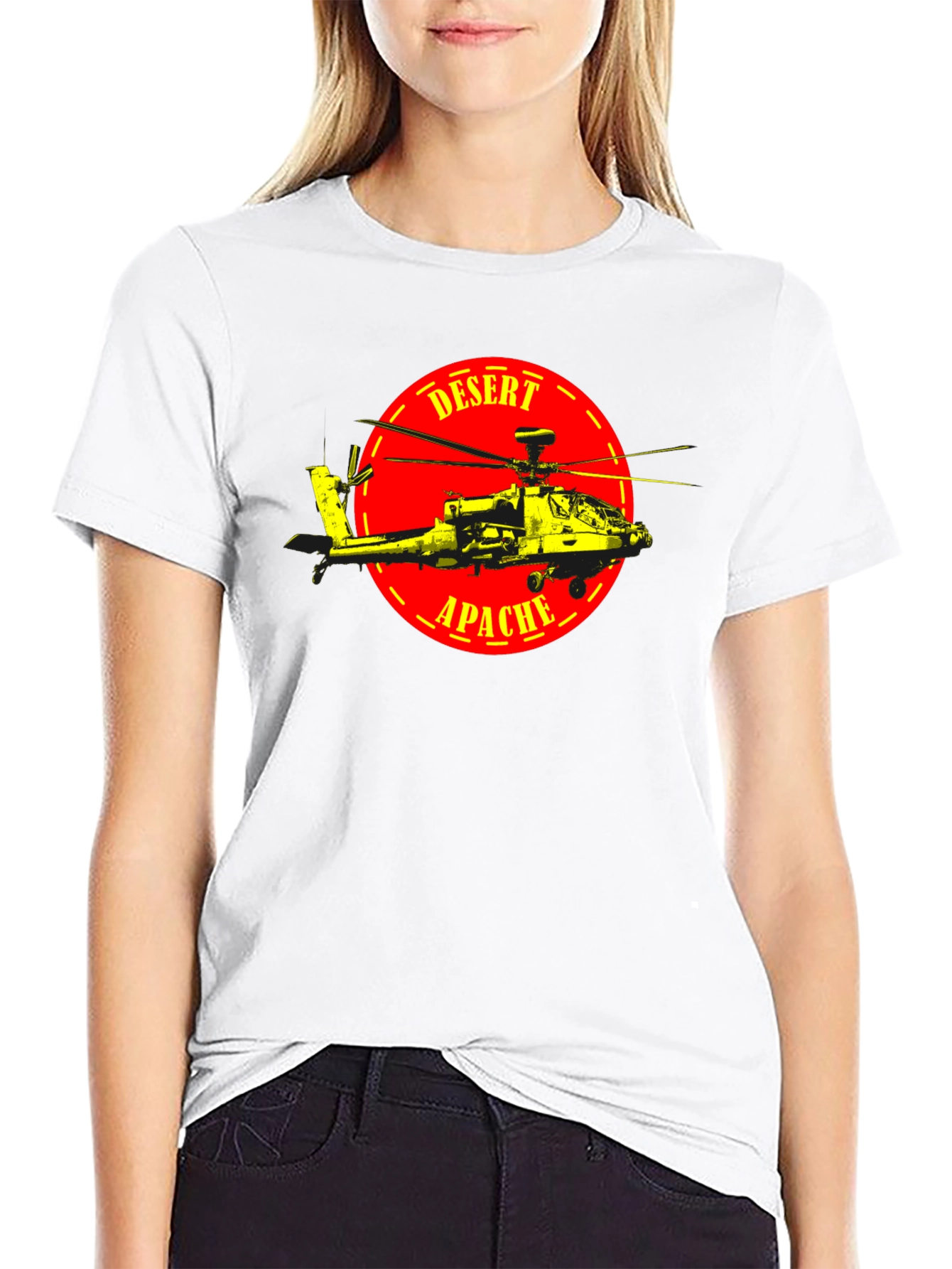 Desert Apache Graphic Tee - Military Helicopter T-Shirt