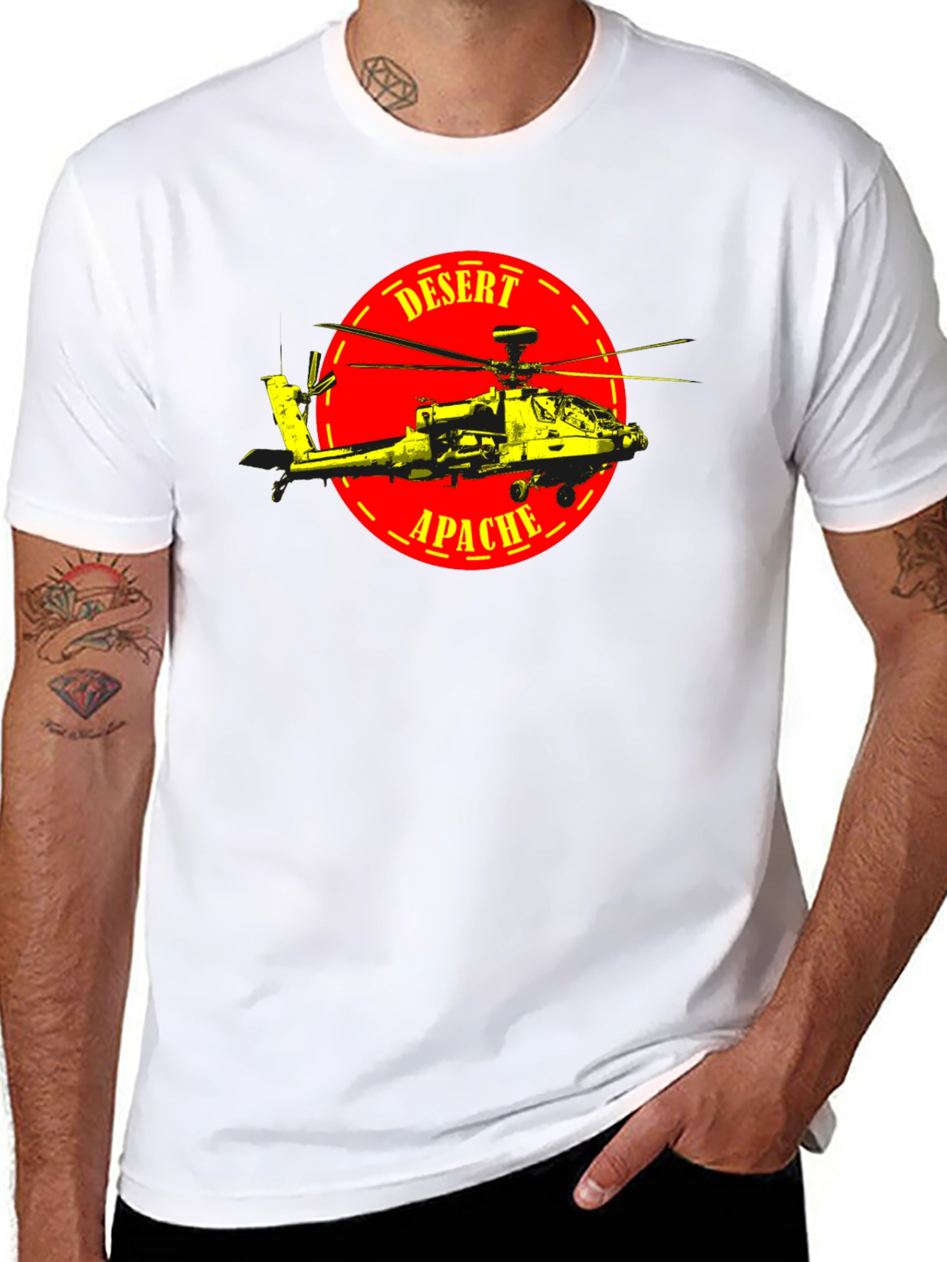 Desert Apache Graphic Tee - Military Helicopter T-Shirt
