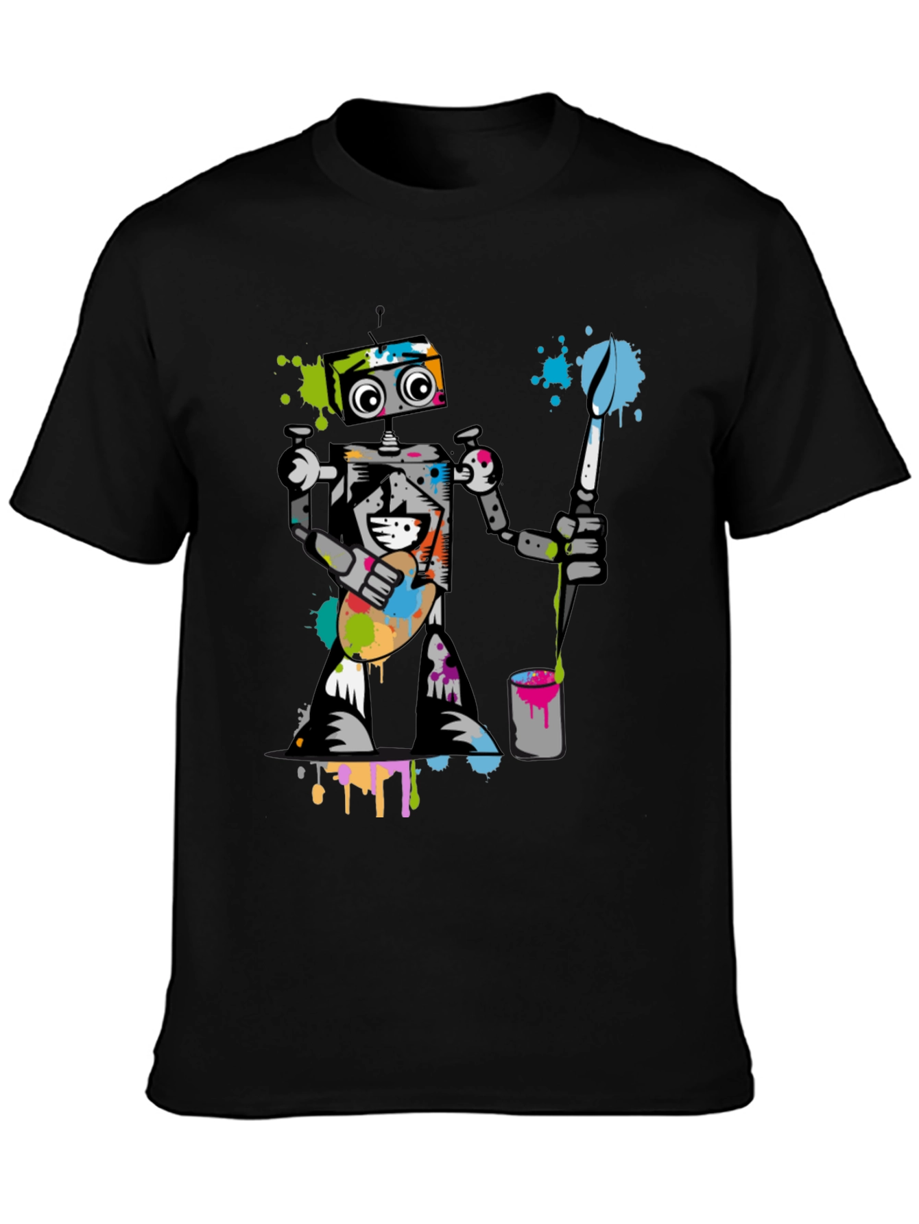 Robot Painter Graphic T-Shirt - Cool Artistic Design