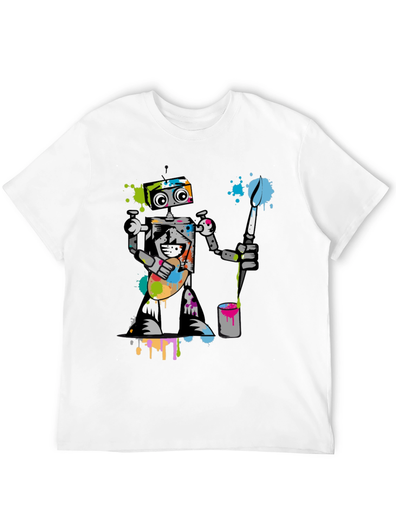 Robot Painter Graphic T-Shirt - Cool Artistic Design