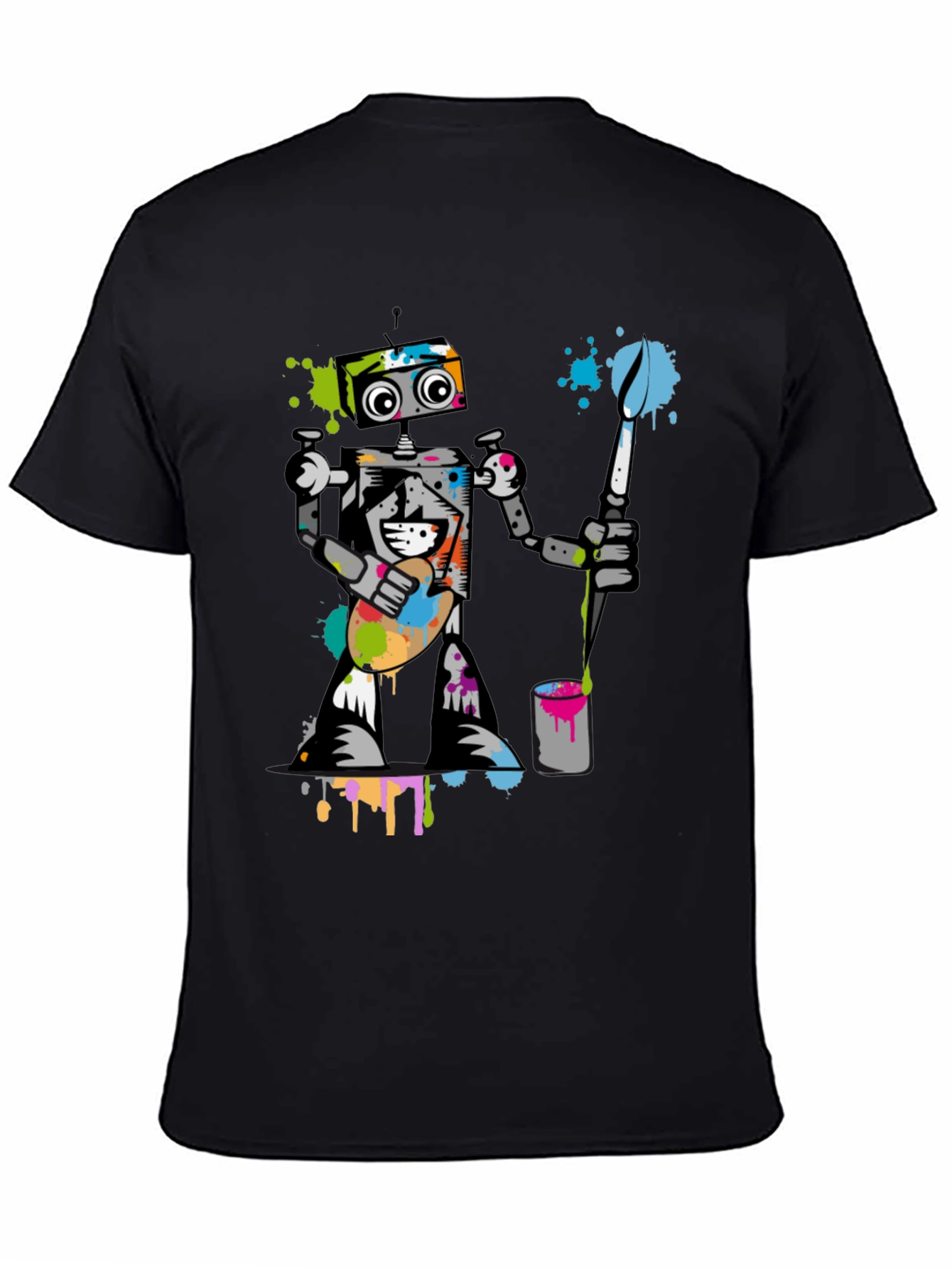 Robot Painter Graphic T-Shirt - Cool Artistic Design