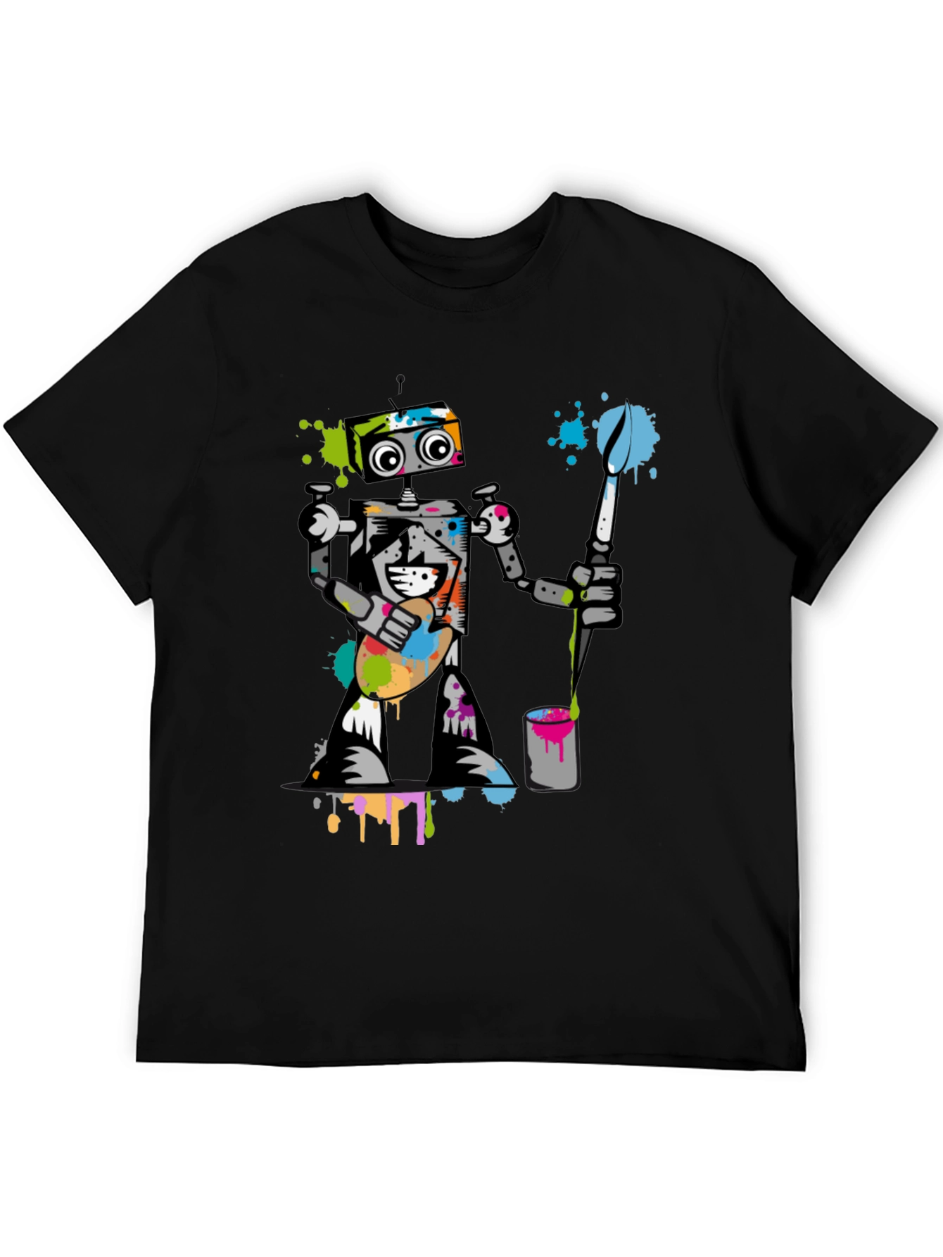 Robot Painter Graphic T-Shirt - Cool Artistic Design