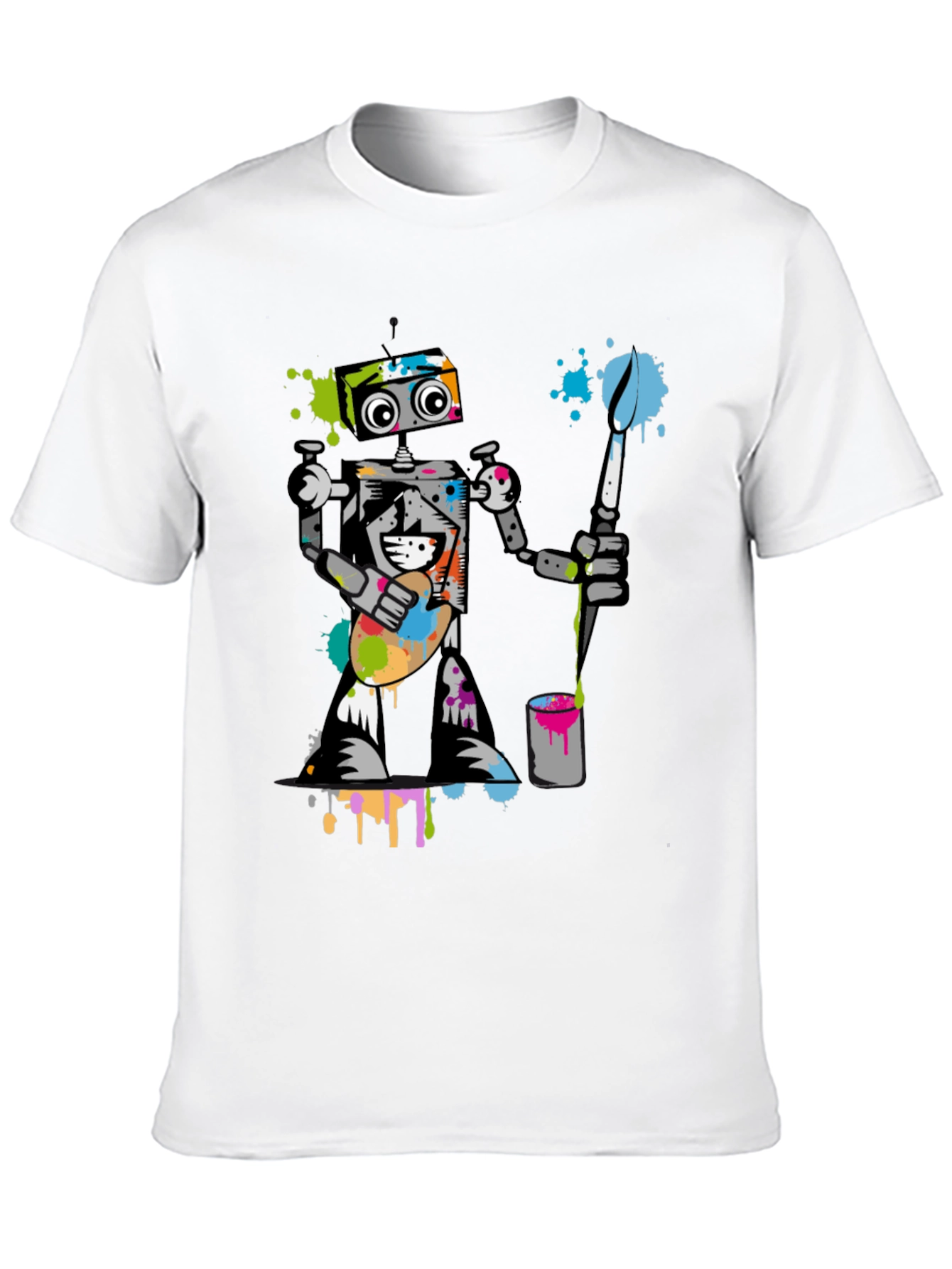 Robot Painter Graphic T-Shirt - Cool Artistic Design