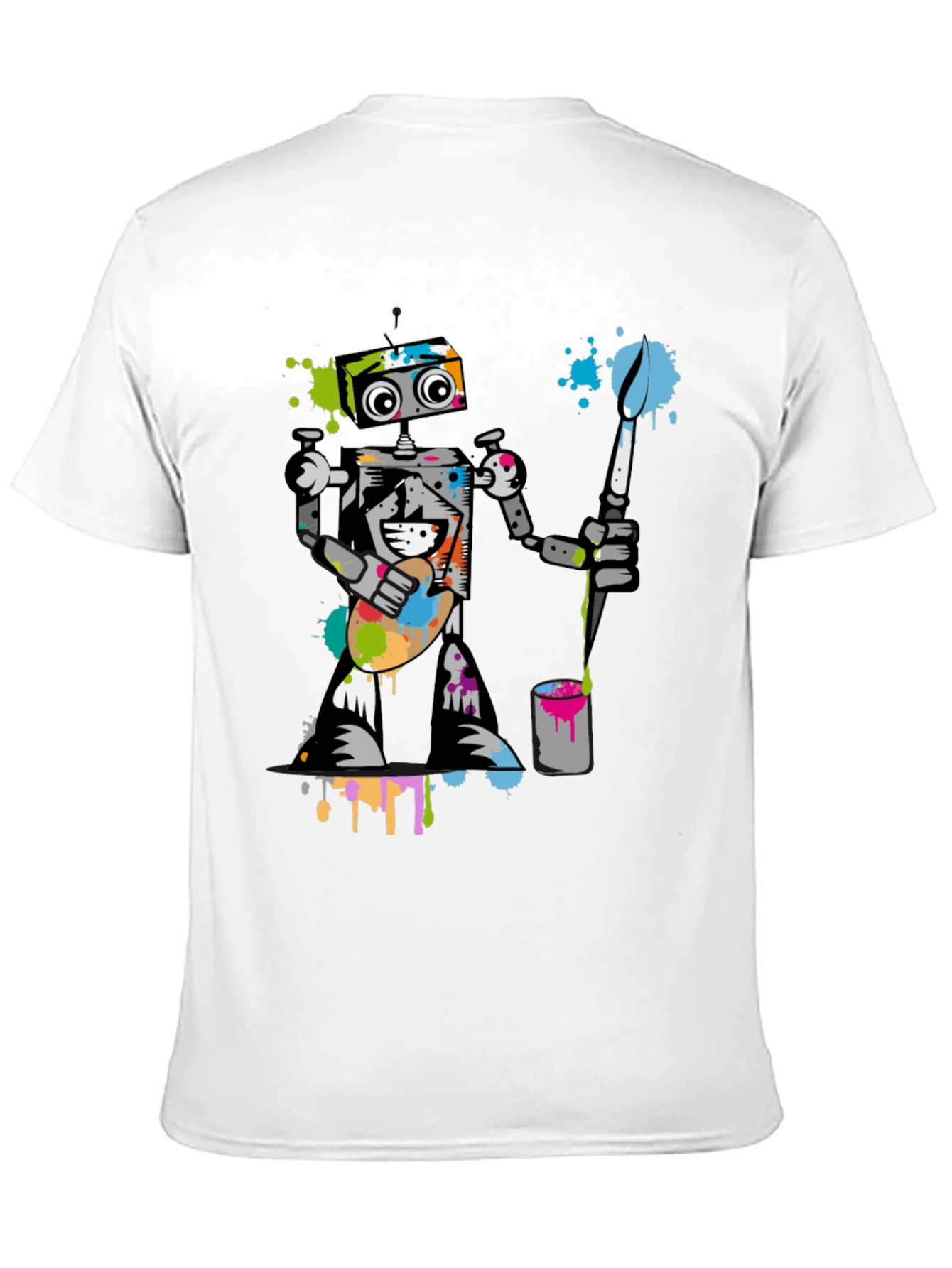 Robot Painter Graphic T-Shirt - Cool Artistic Design