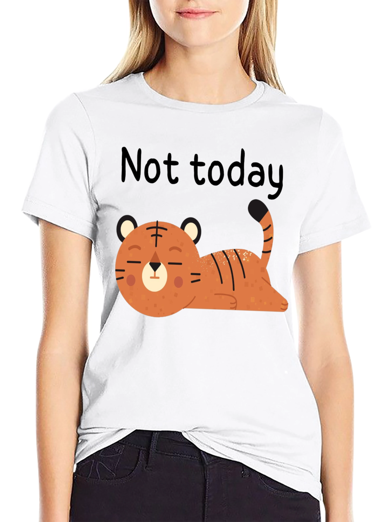 Not Today Lazy Tiger Graphic Tee - Relaxed Fit