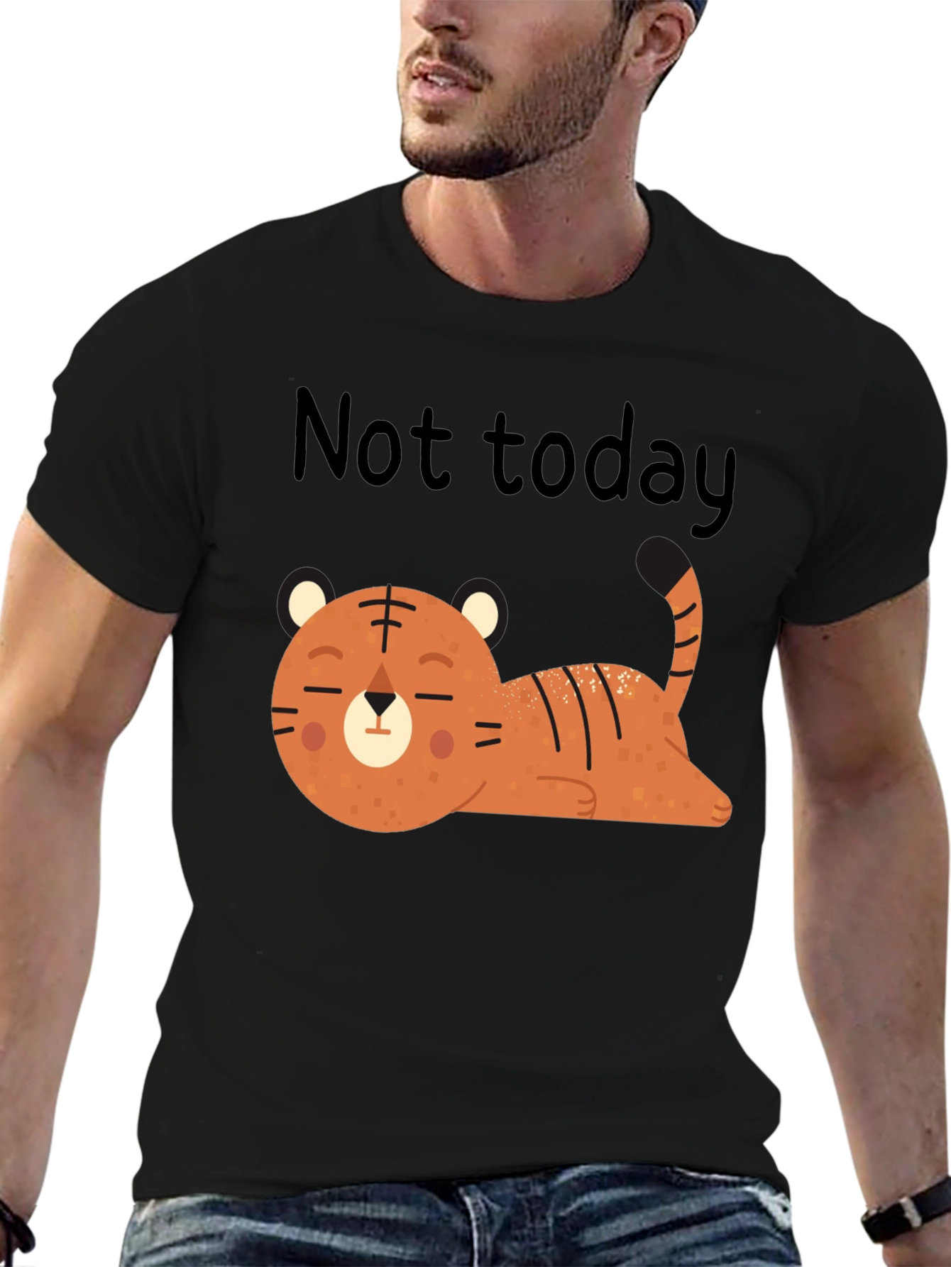 Not Today Lazy Tiger Graphic Tee - Relaxed Fit