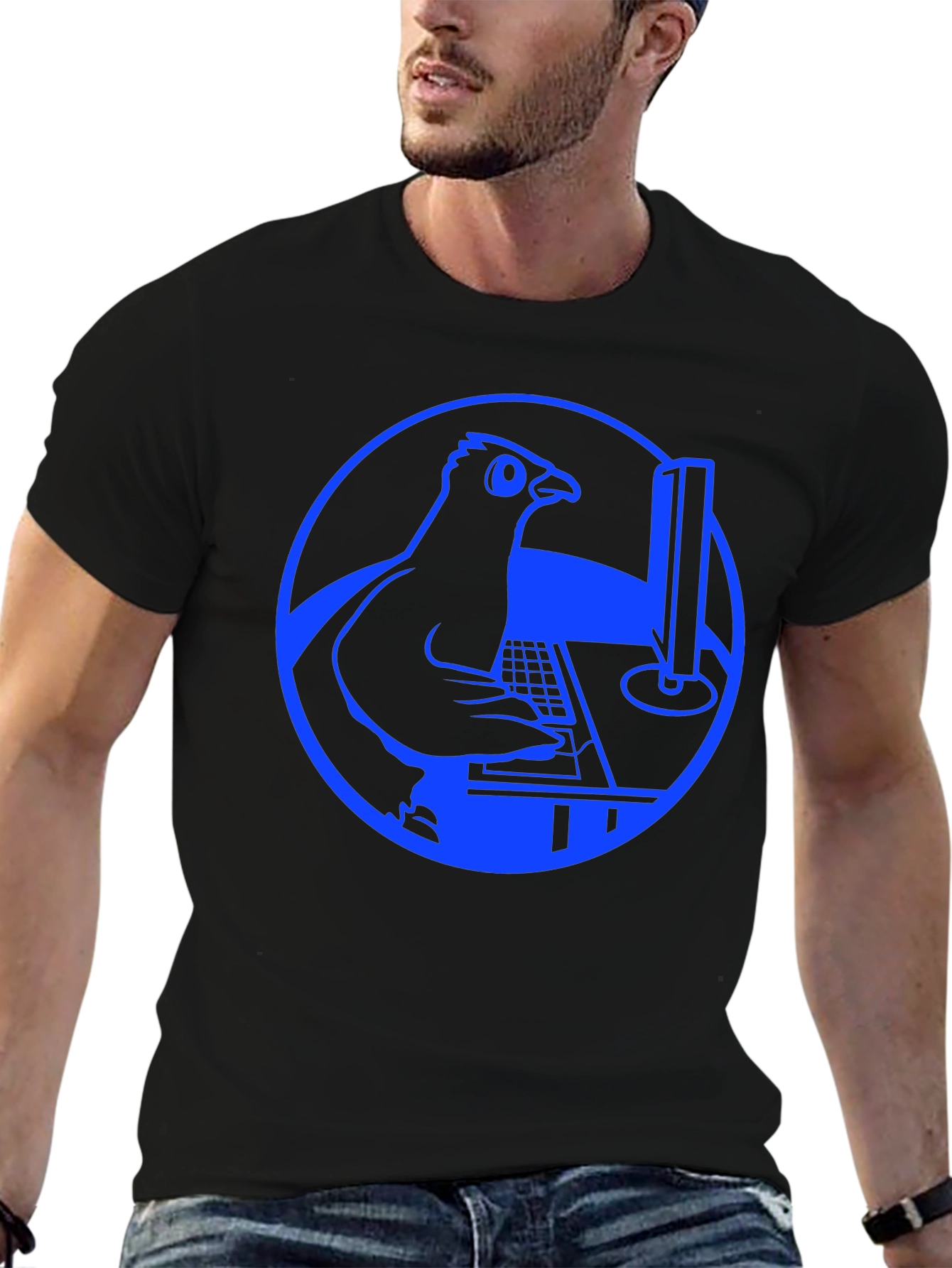 Programmer Pigeon T-Shirt - Blue Design