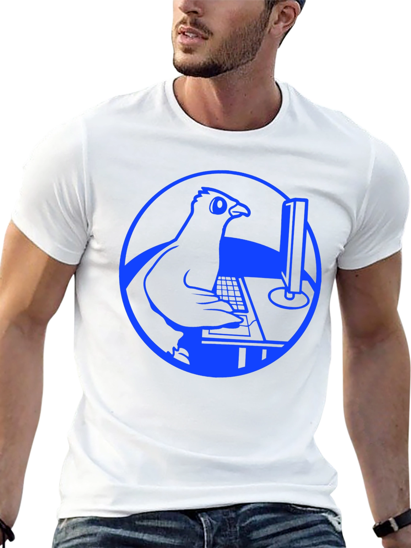Programmer Pigeon T-Shirt - Blue Design