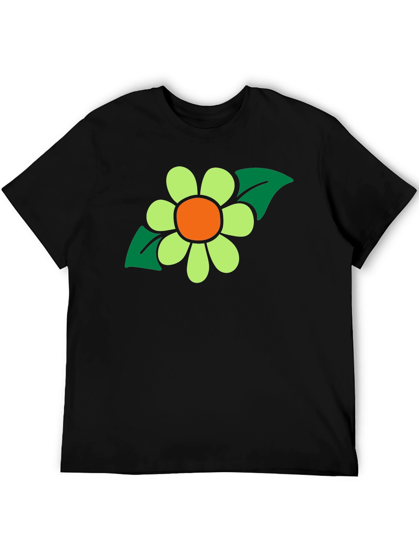 Retro Flower Graphic T-Shirt - Black