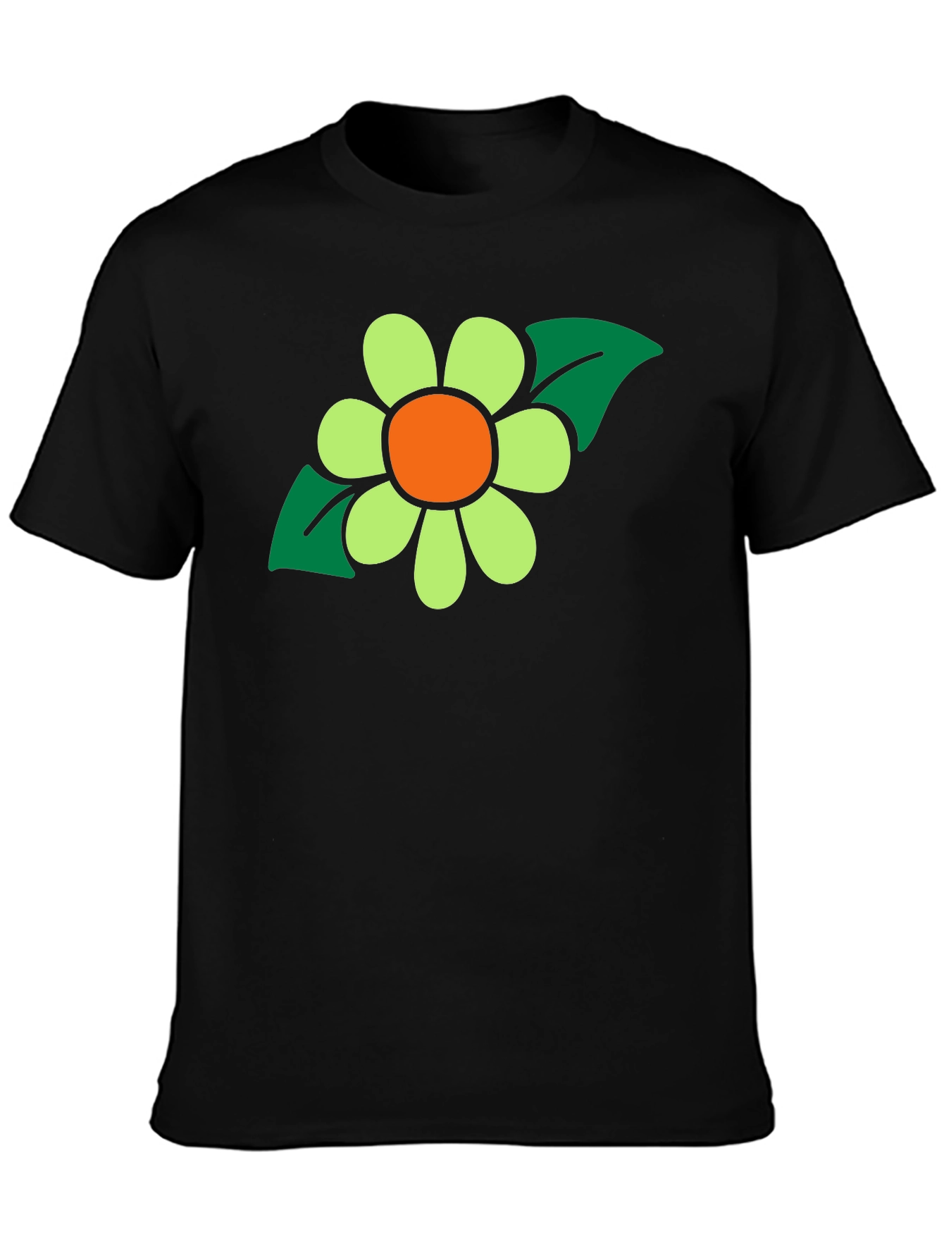 Retro Flower Graphic T-Shirt - Black