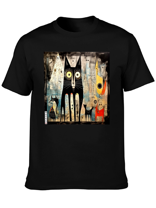 Abstract Cat Art Black T-Shirt
