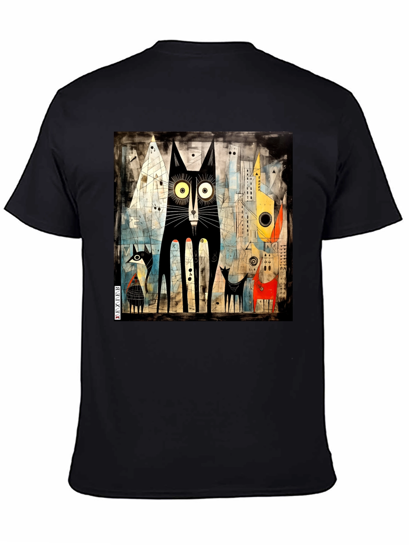 Abstract Cat Art Black T-Shirt