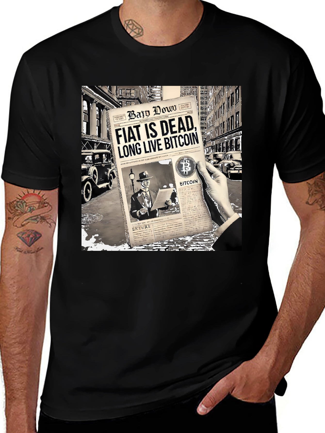 Bitcoin Newspaper Graphic T-Shirt