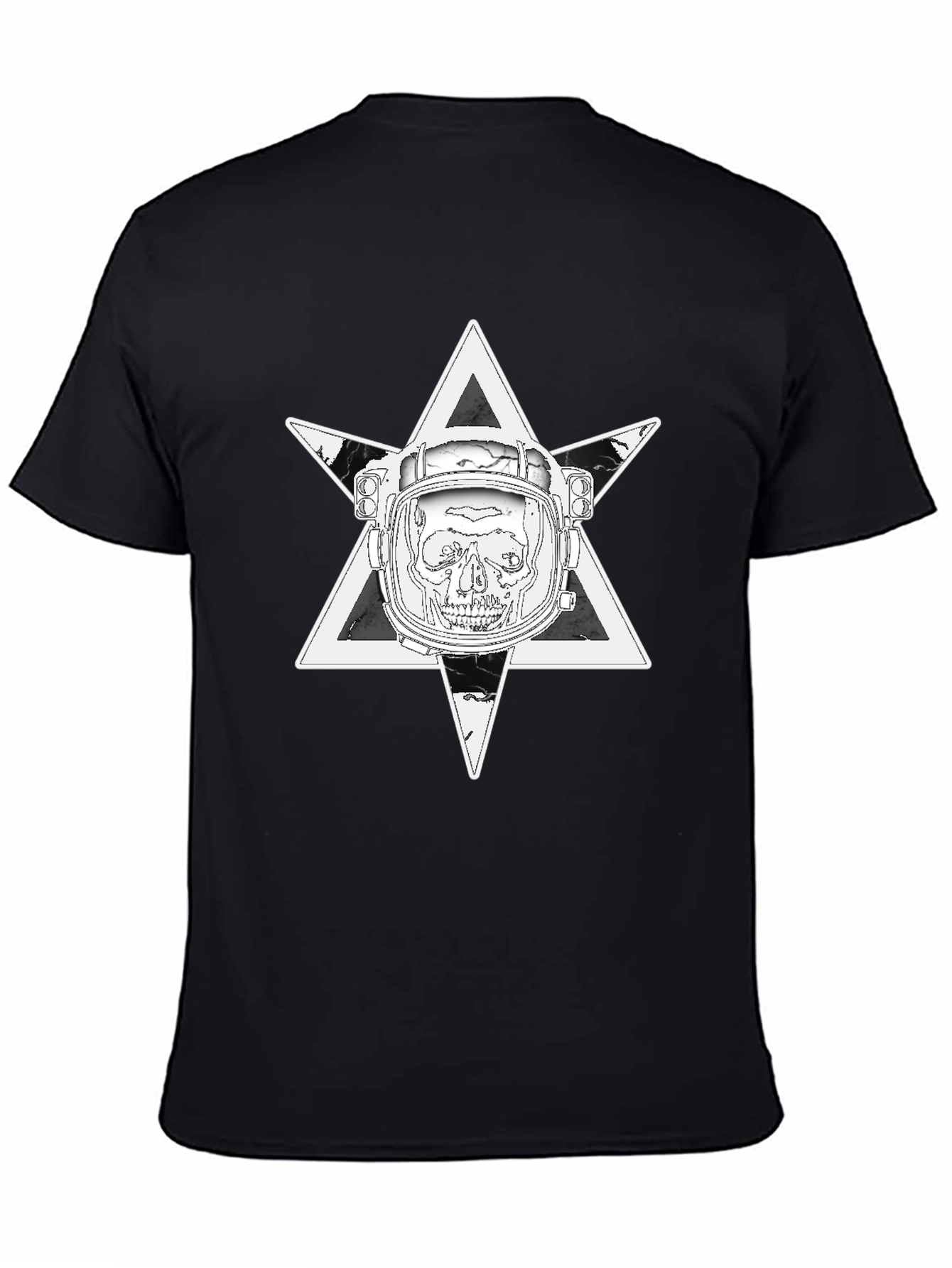 Astronaut Skull Graphic Tee - Black Cotton T-Shirt