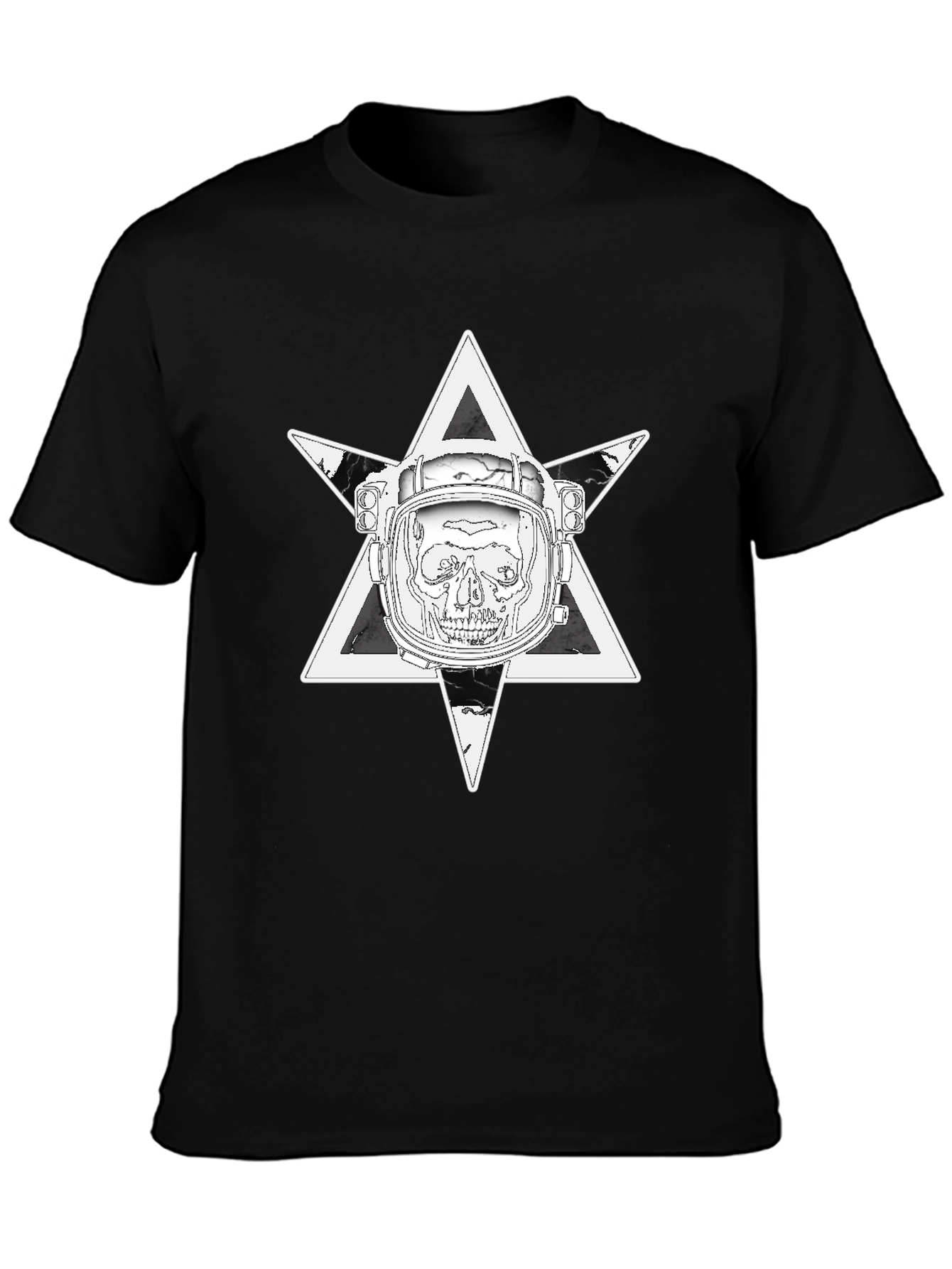 Astronaut Skull Graphic Tee - Black Cotton T-Shirt
