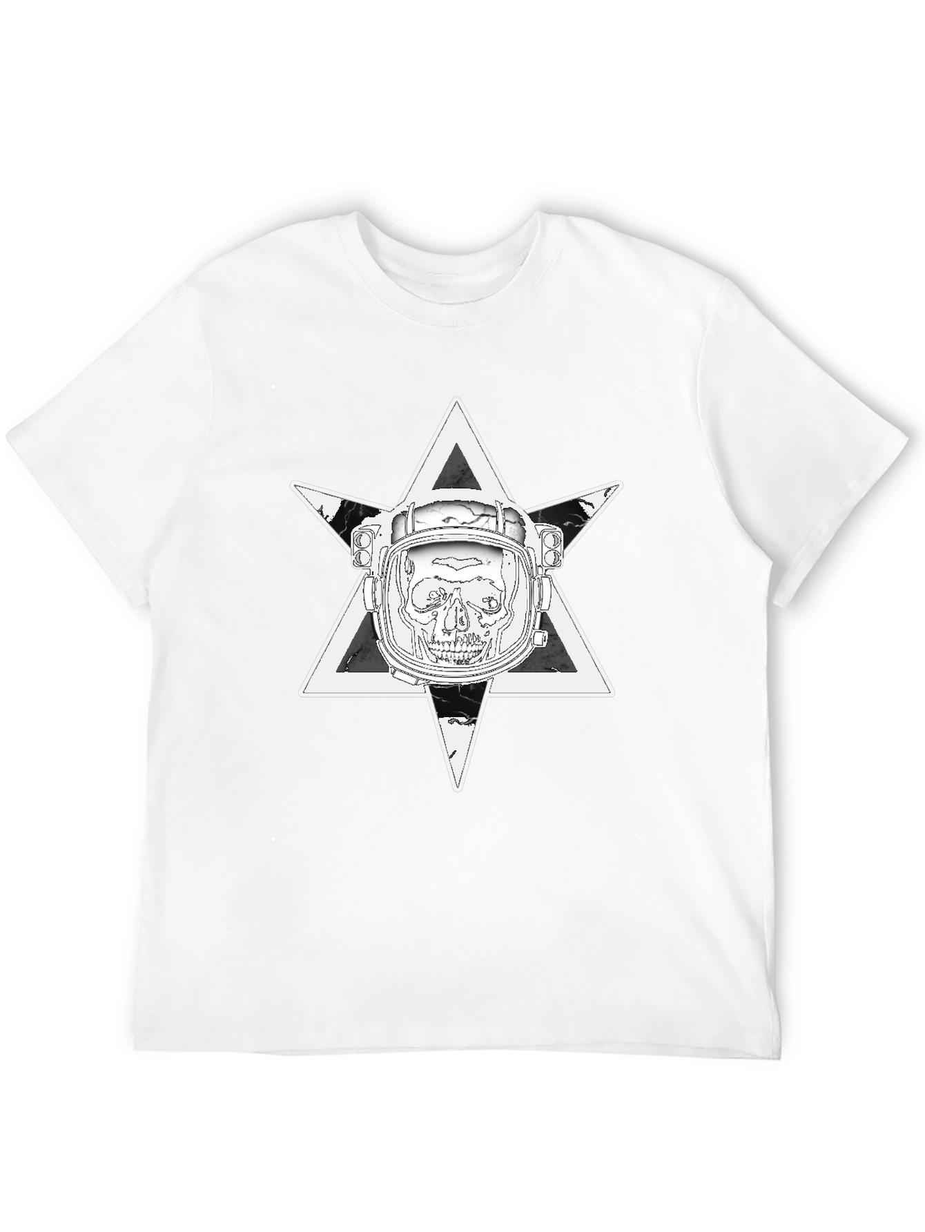 Astronaut Skull Graphic Tee - Black Cotton T-Shirt