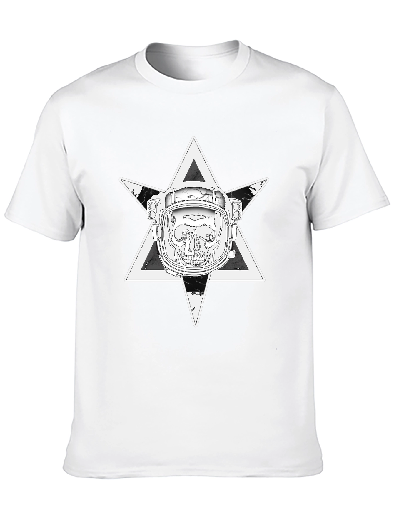 Astronaut Skull Graphic Tee - Black Cotton T-Shirt