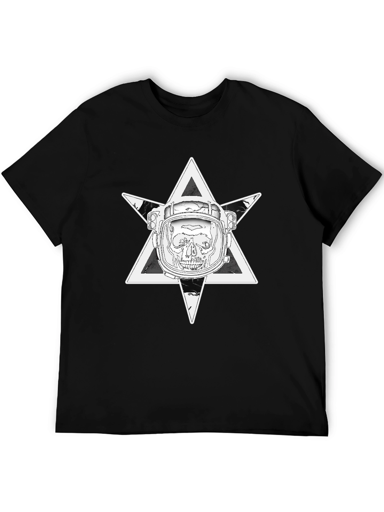 Astronaut Skull Graphic Tee - Black Cotton T-Shirt