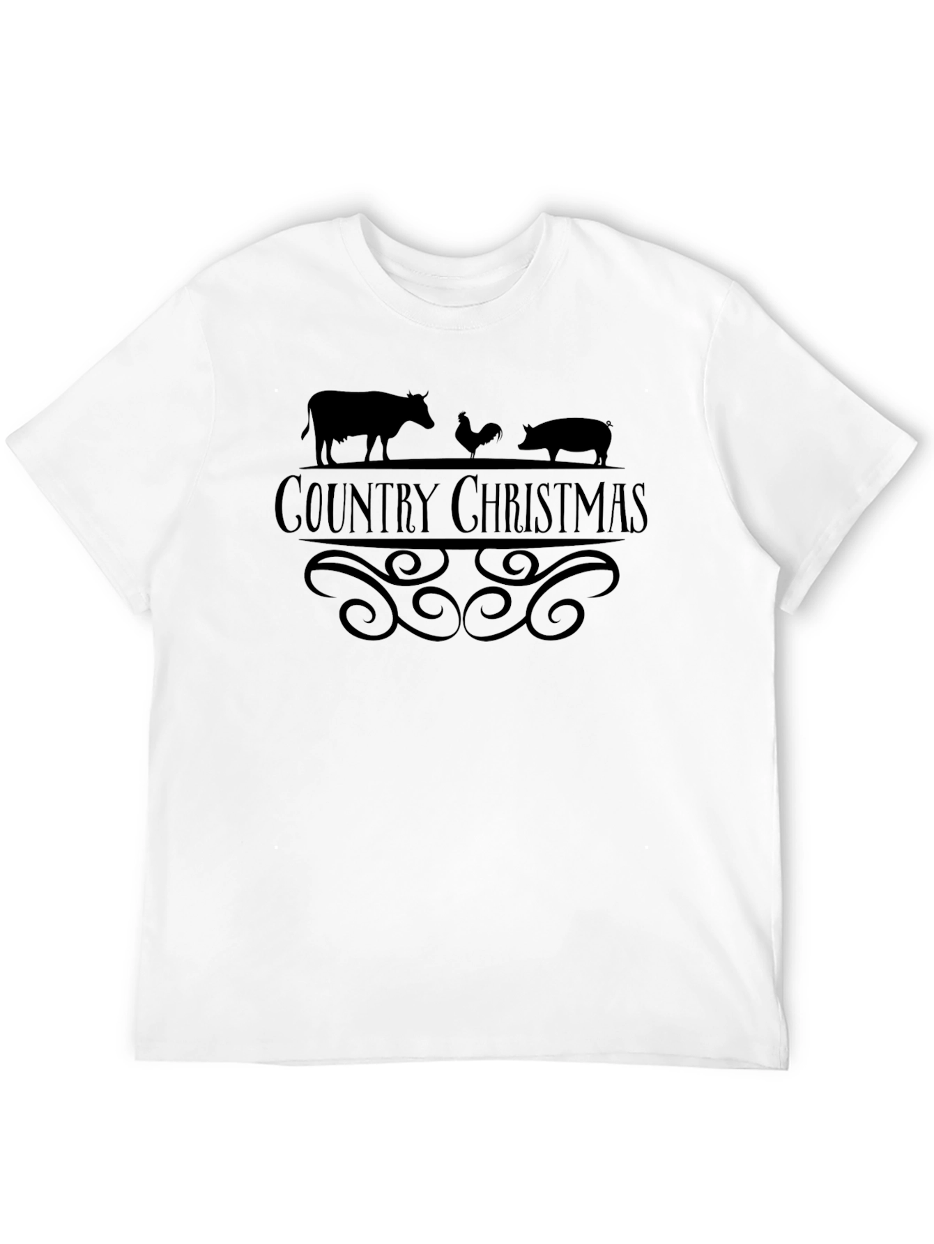 Country Christmas Black T-Shirt