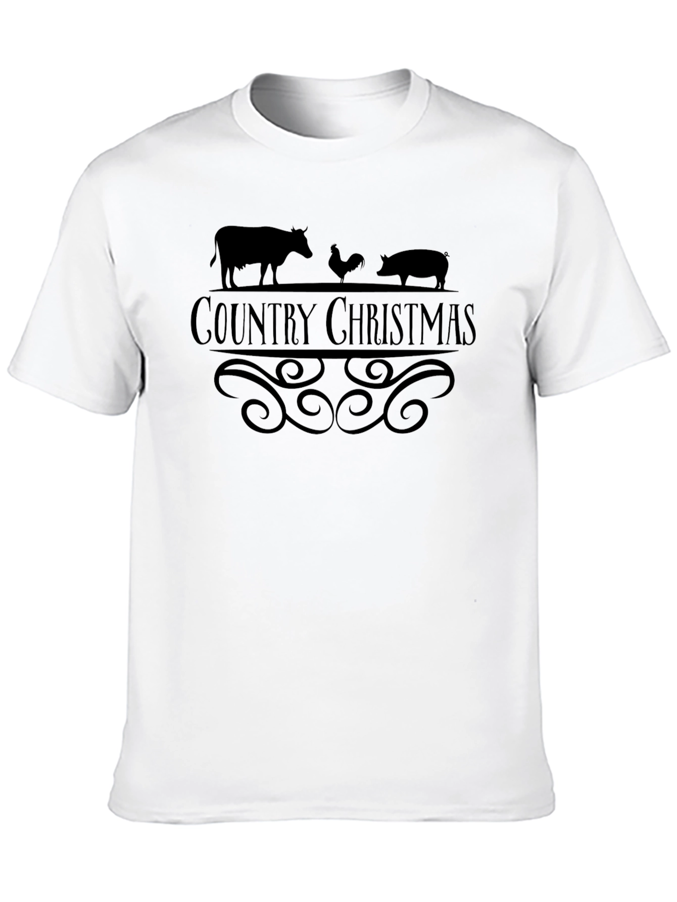 Country Christmas Black T-Shirt