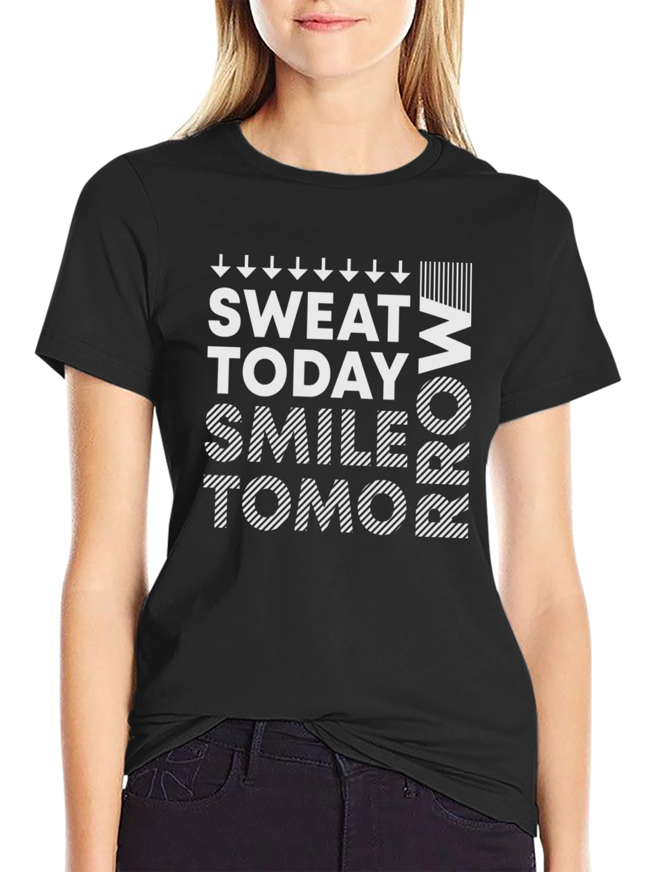 Sweat Today Smile Tomorrow Black Graphic Tee