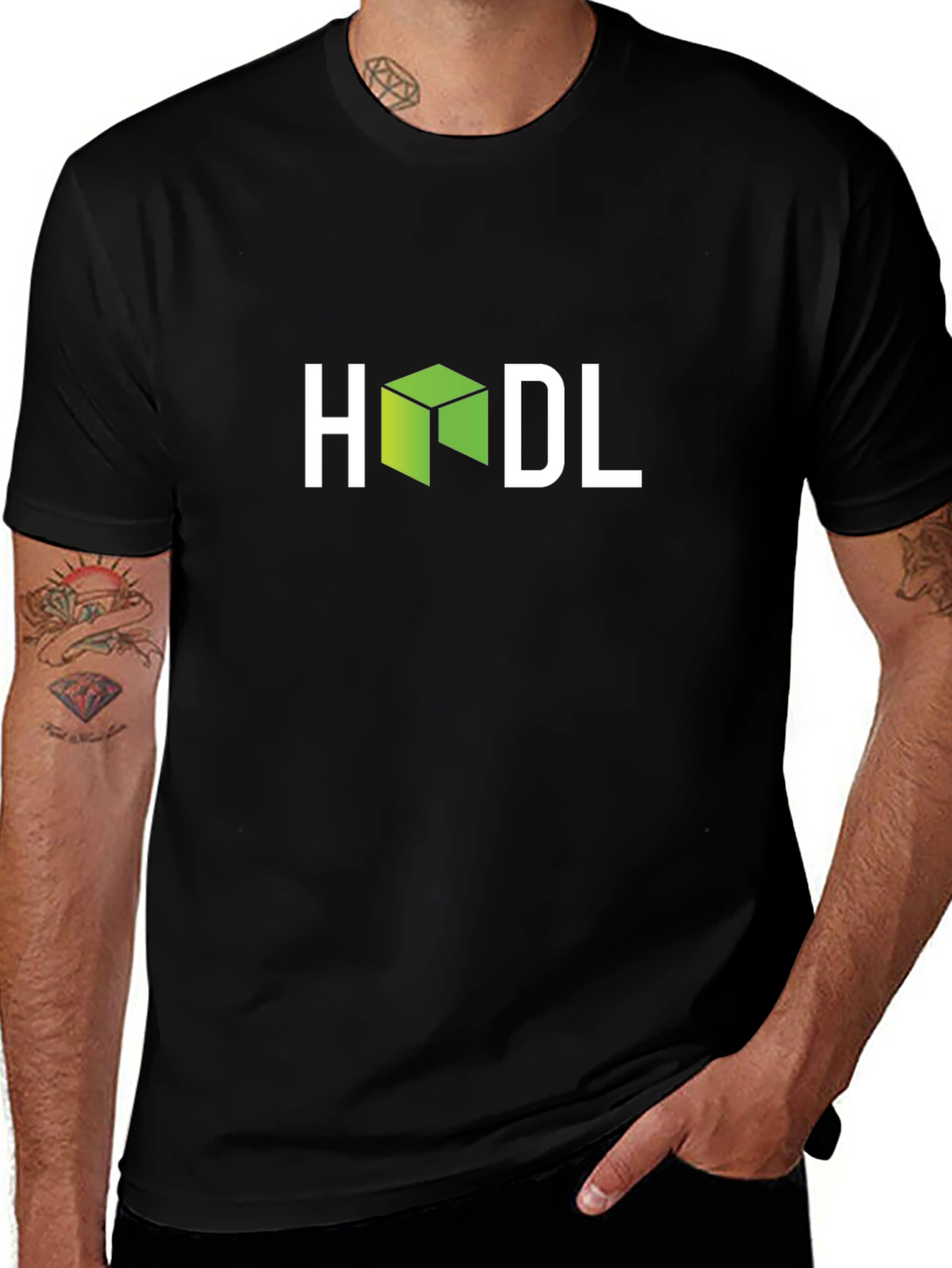 HODL Crypto T-Shirt - Green Cube Design