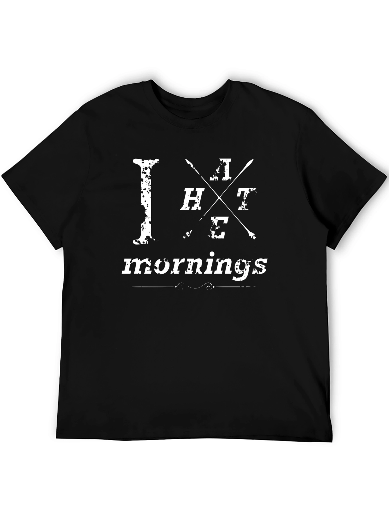 I Hate Mornings Graphic T-Shirt - Black Cotton
